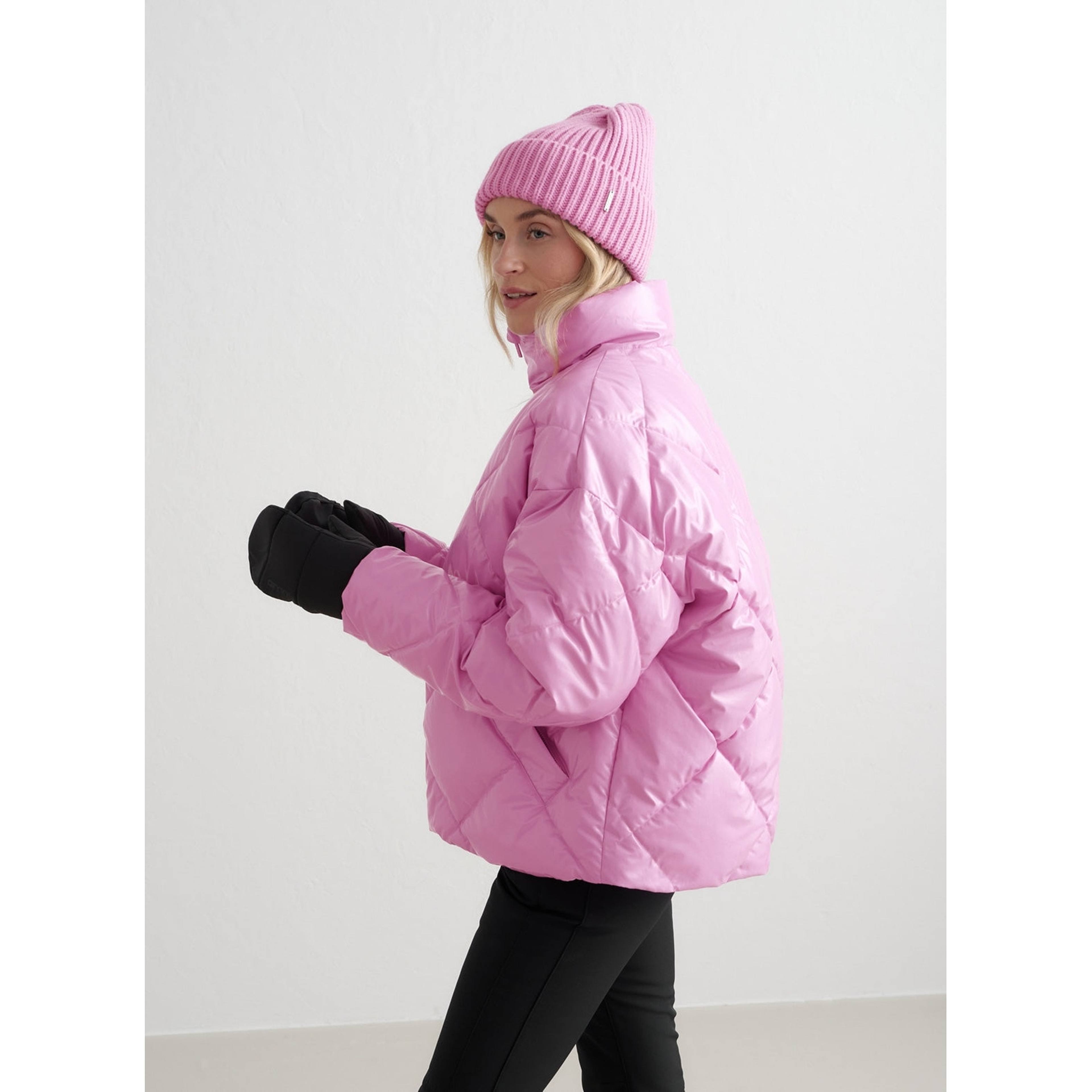 Peony Pink Diamond Quilt Puffer Jacket