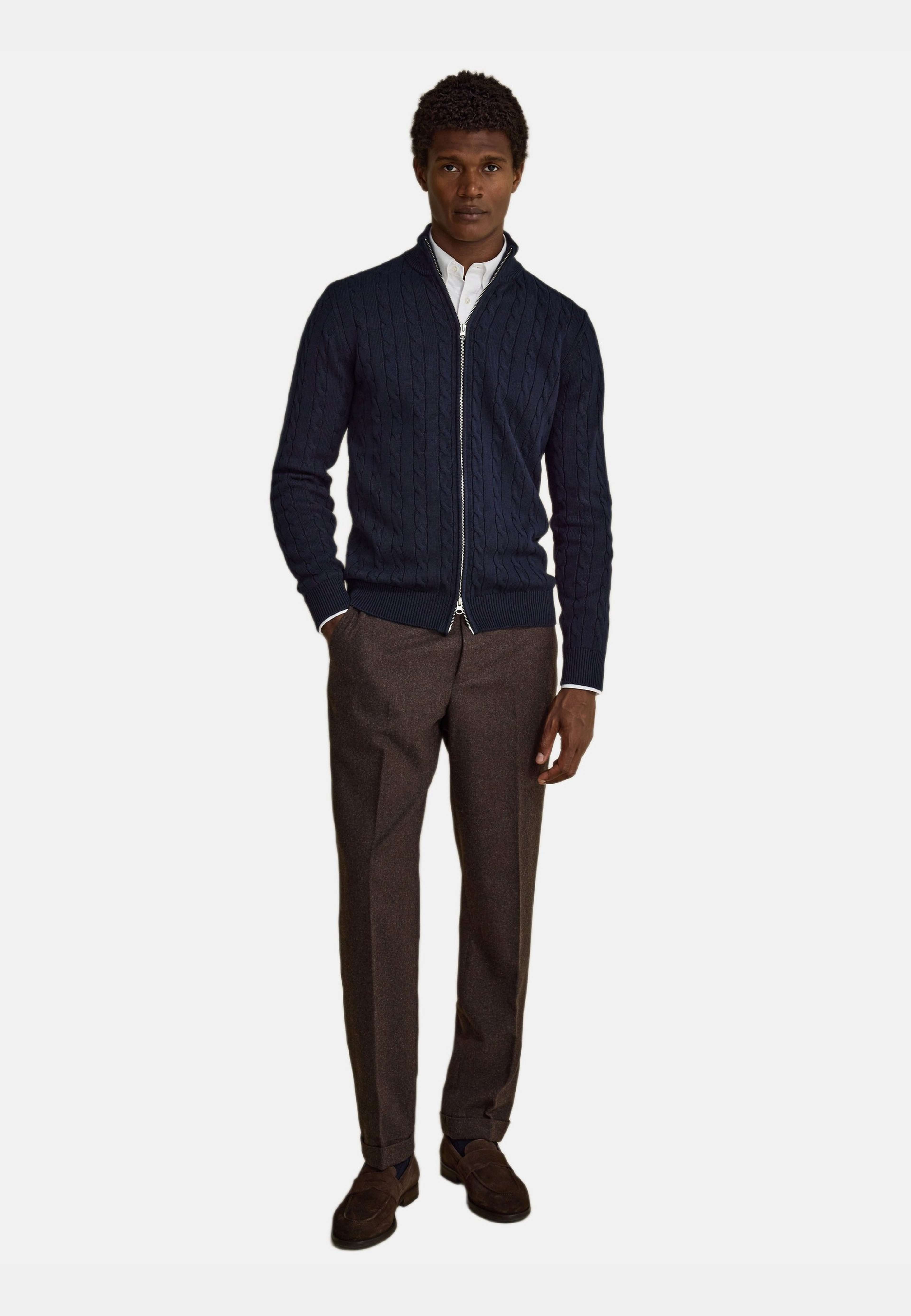 Full Zip Cotton Cardigan, från John Henric, i färgen navy blue. Klicka för att öppna bilden i stort format