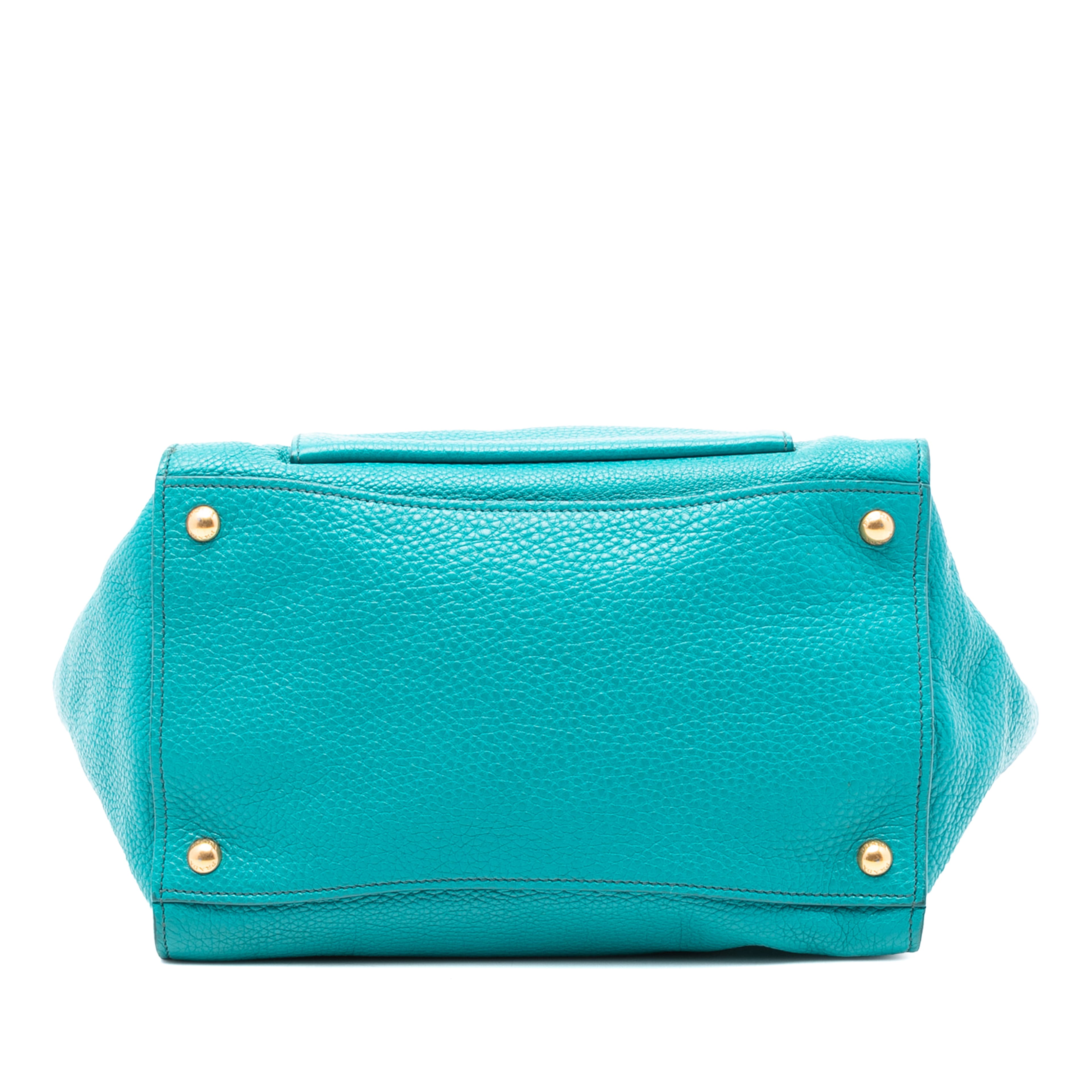 Prada Vitello Daino Front Pocket Open Convertible Tote, från Luxclusif, i färgen turquoise. Klicka för att öppna bilden i stort format