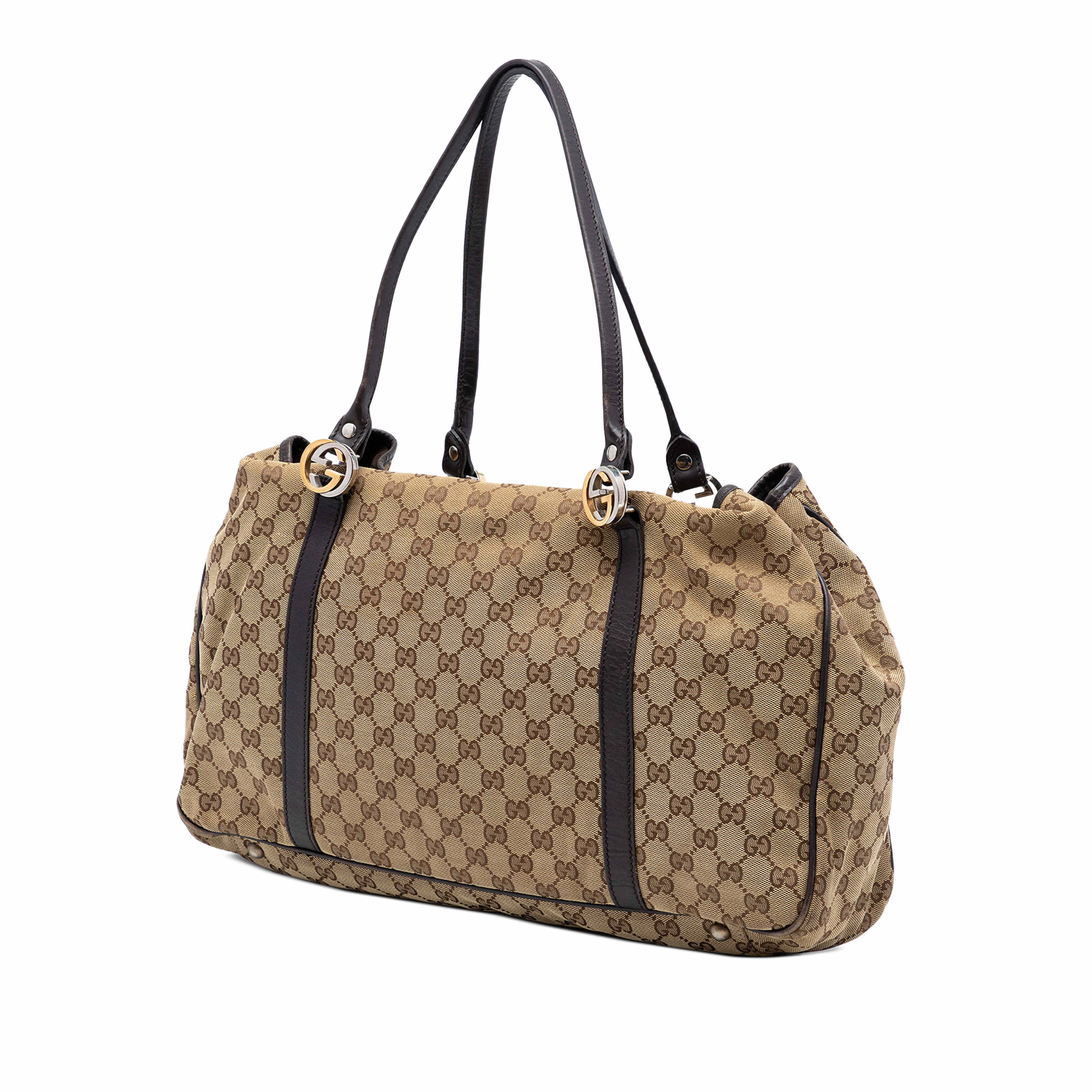Gucci Large Gg Canvas Twins Tote, från Luxclusif, i färgen beige. Klicka för att öppna bilden i stort format
