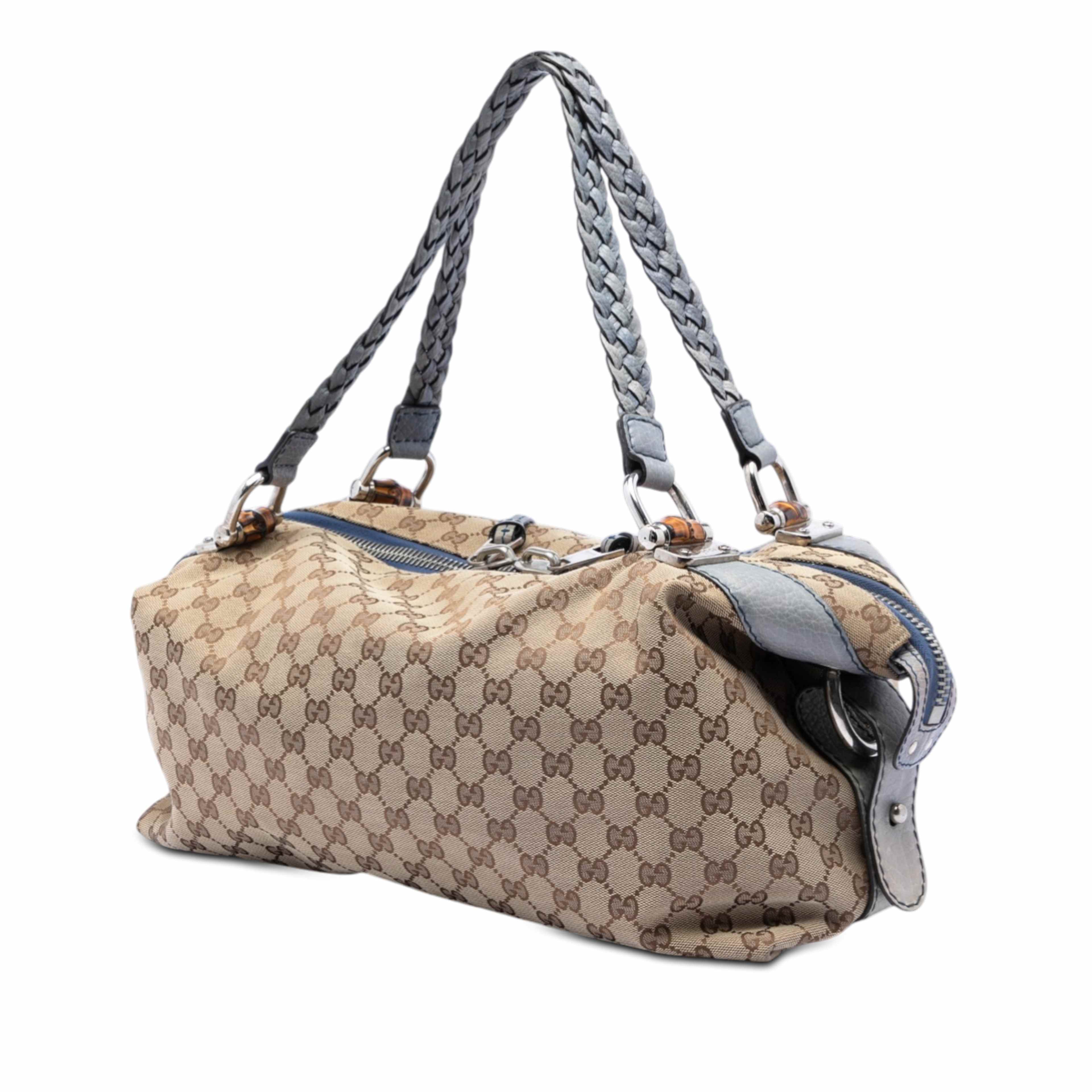 Gucci Medium Gg Canvas Bamboo Bar Tote, från Luxclusif, i färgen beige. Klicka för att öppna bilden i stort format