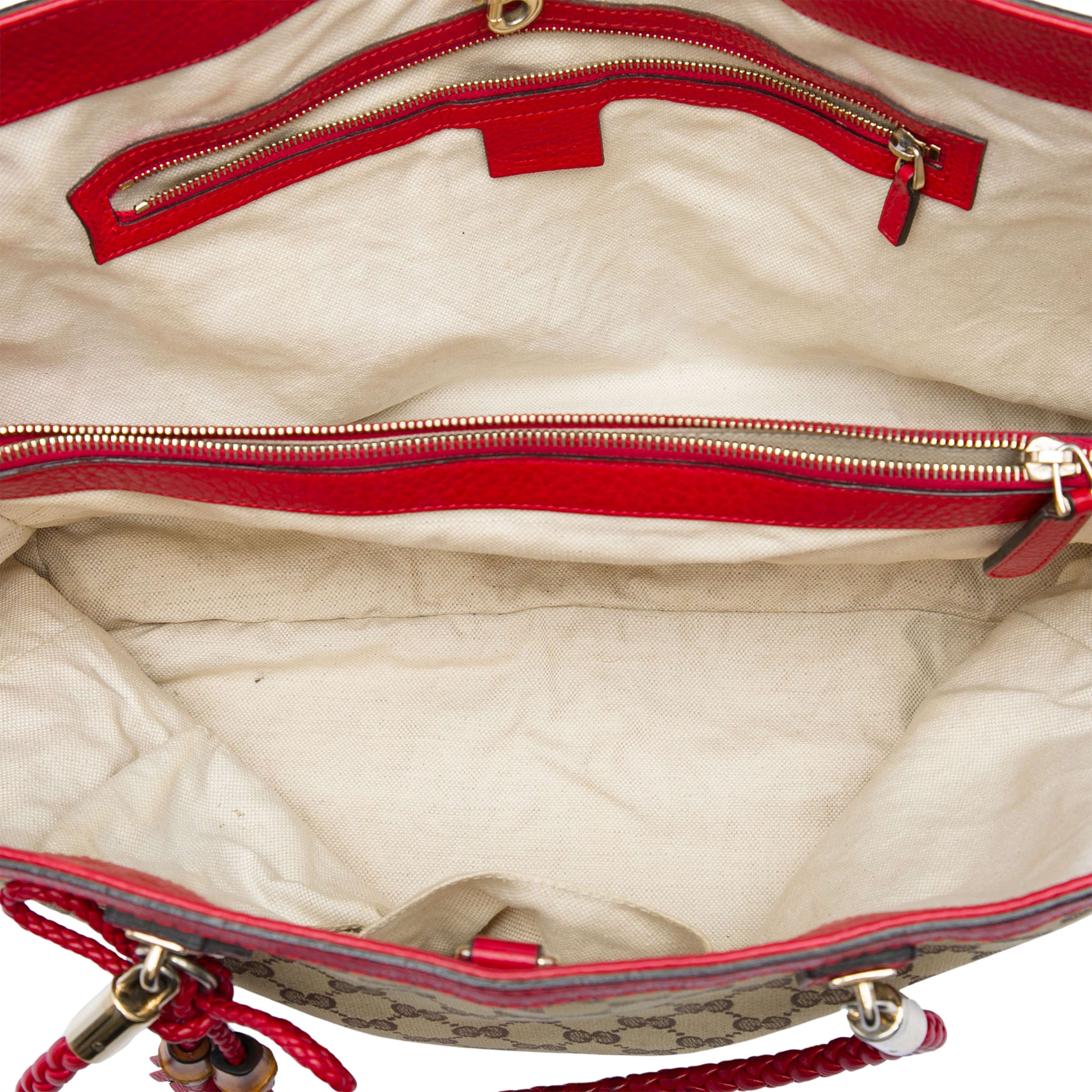 Gucci Gg Canvas Bella Tote, från Luxclusif, i färgen röd. Klicka för att öppna bilden i stort format