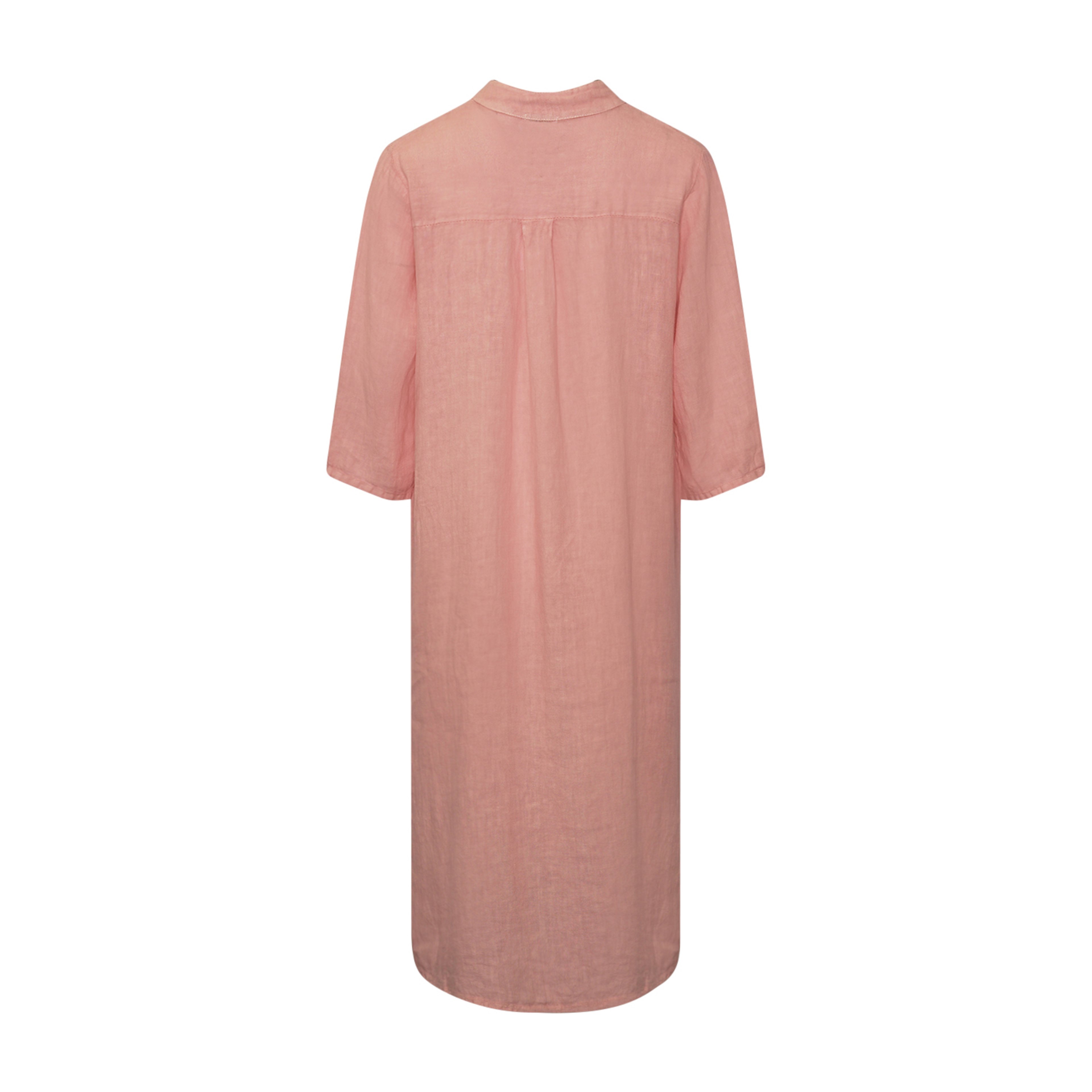 18970p,  Long Shirt Dress With Pocket, Linen - New Rose