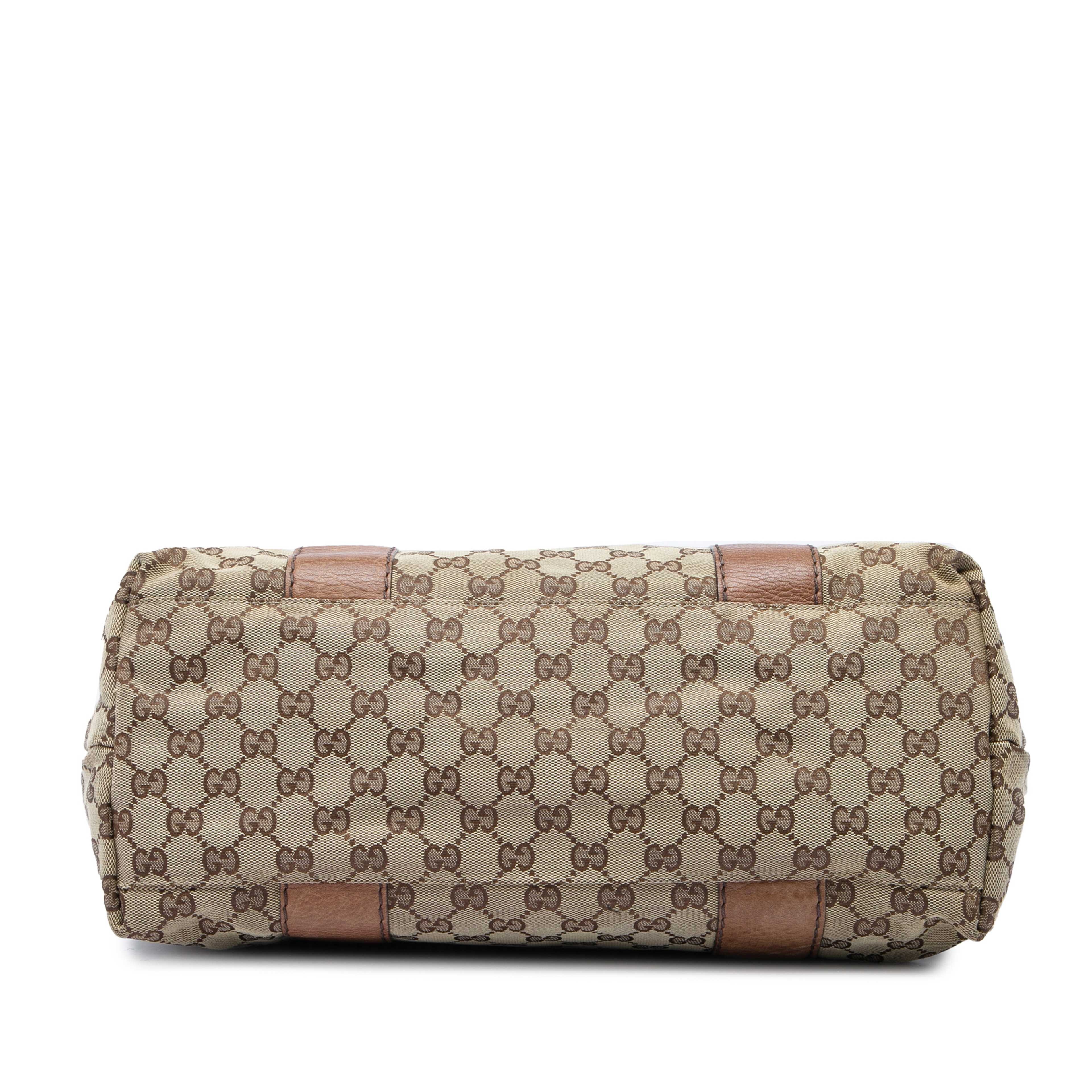 Gucci Medium Gg Canvas Bamboo Libeccio Tote, från Luxclusif, i färgen beige. Klicka för att öppna bilden i stort format