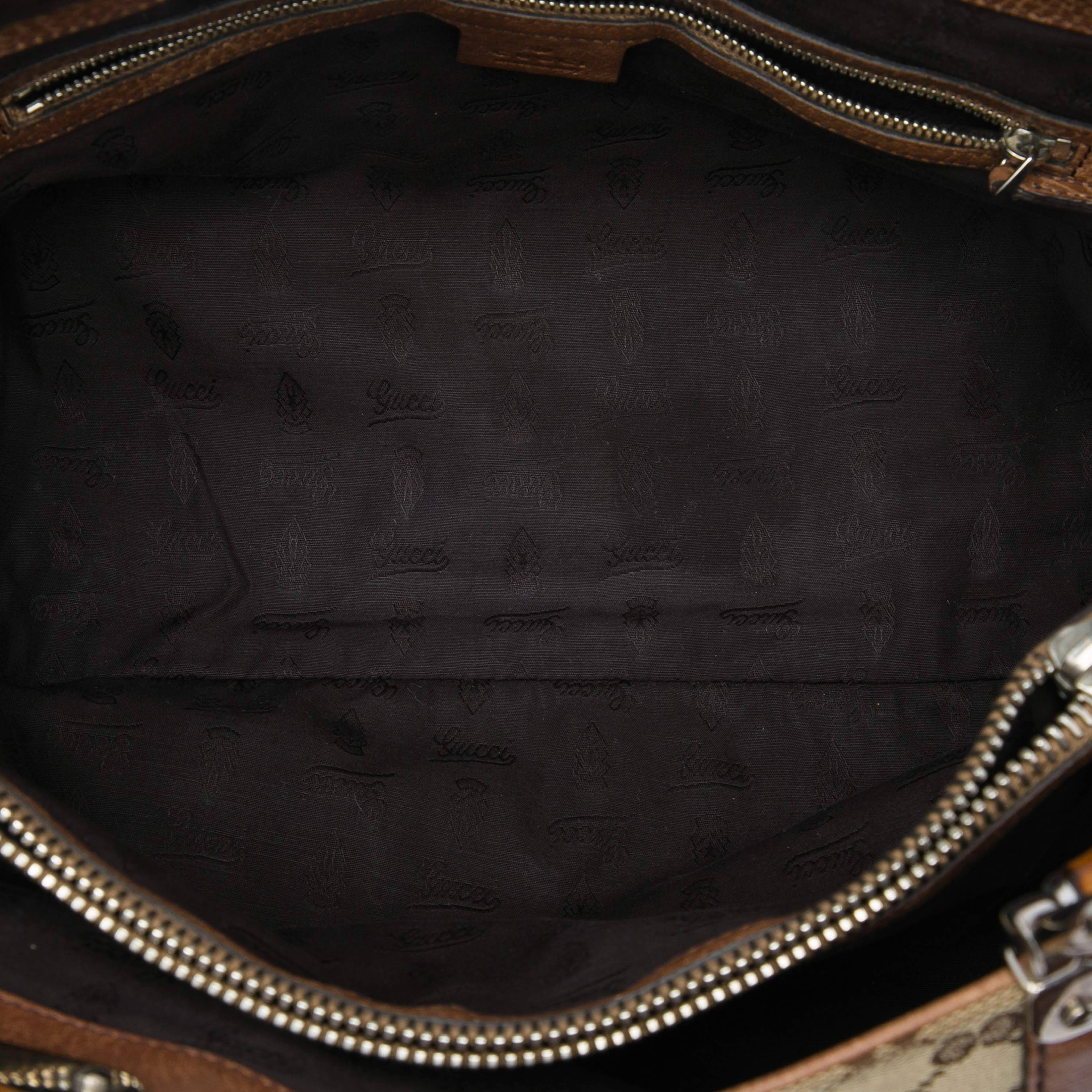 Gucci Medium Gg Canvas Bamboo Libeccio Tote, från Luxclusif, i färgen beige. Klicka för att öppna bilden i stort format