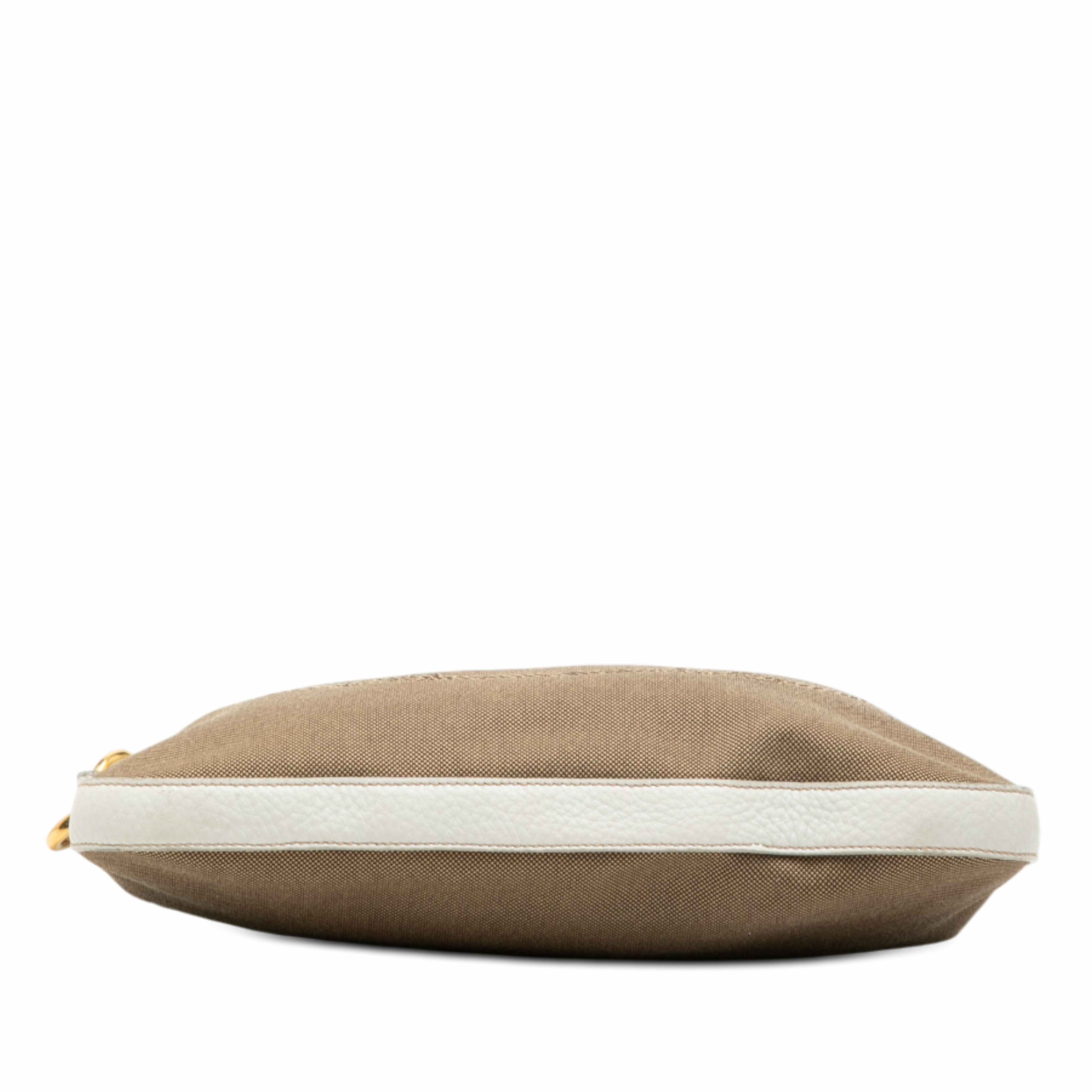 Prada Canvas Canapa Logo Crossbody, från Luxclusif, i färgen vit. Klicka för att öppna bilden i stort format