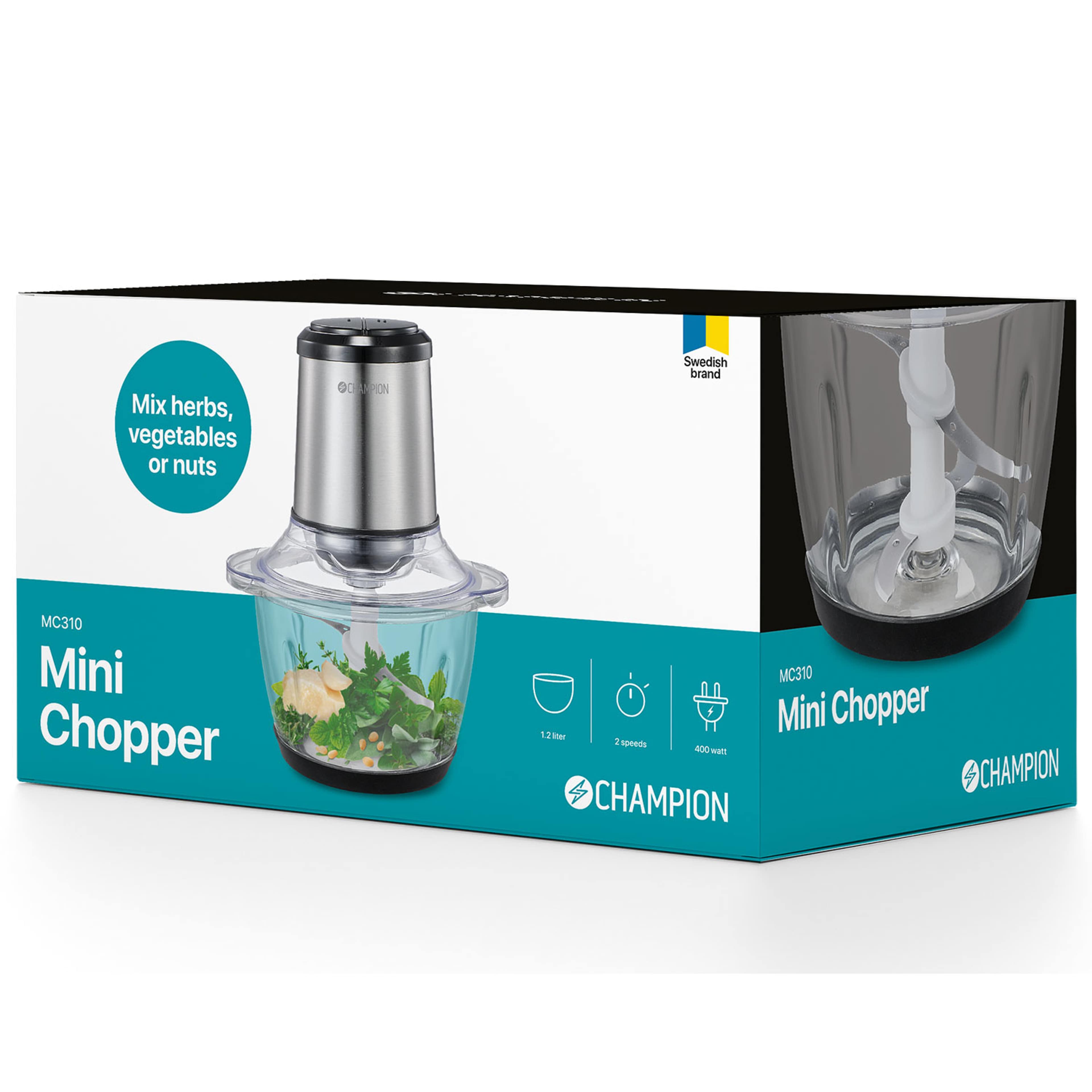 Mini Chopper 1,2l Glasskål