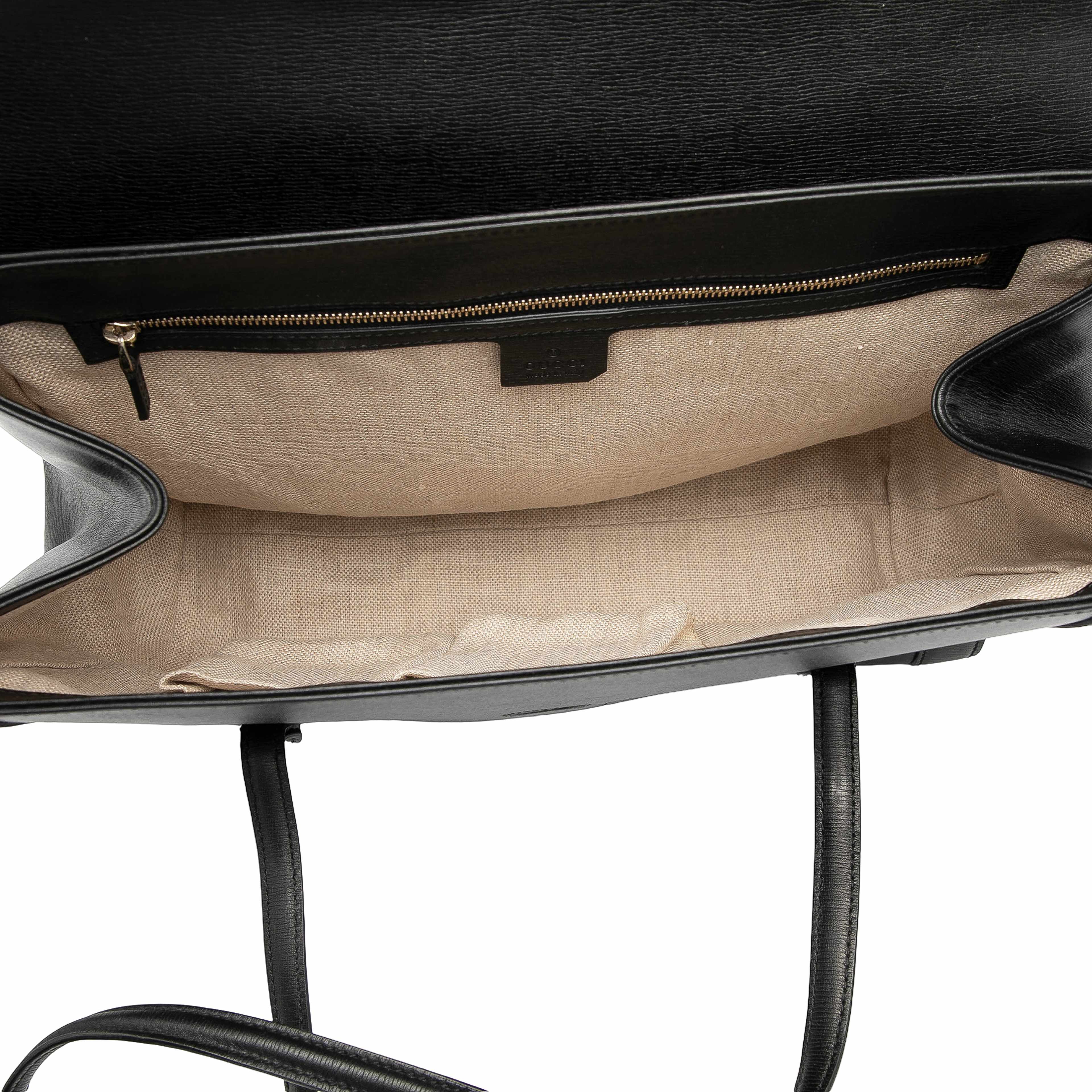 Gucci Large Leather Bamboo Bullet Tote, från Luxclusif, i färgen black. Klicka för att öppna bilden i stort format