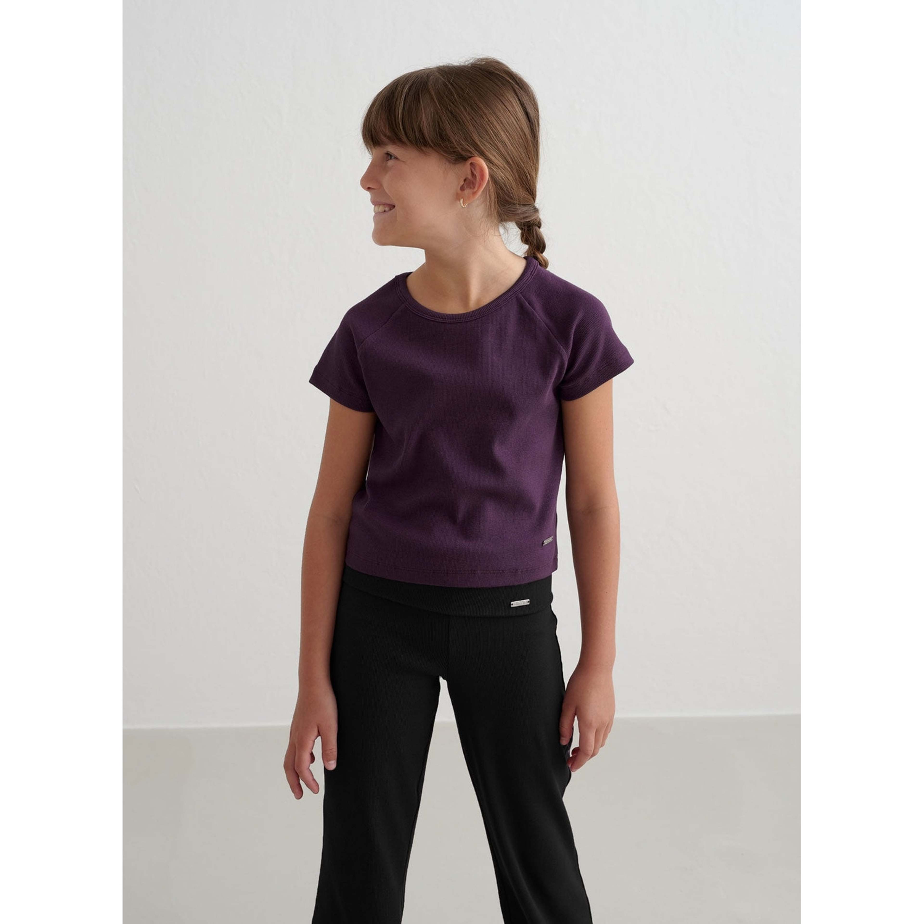 Midnight Plum Young Ease Ribbed Short Sleeve