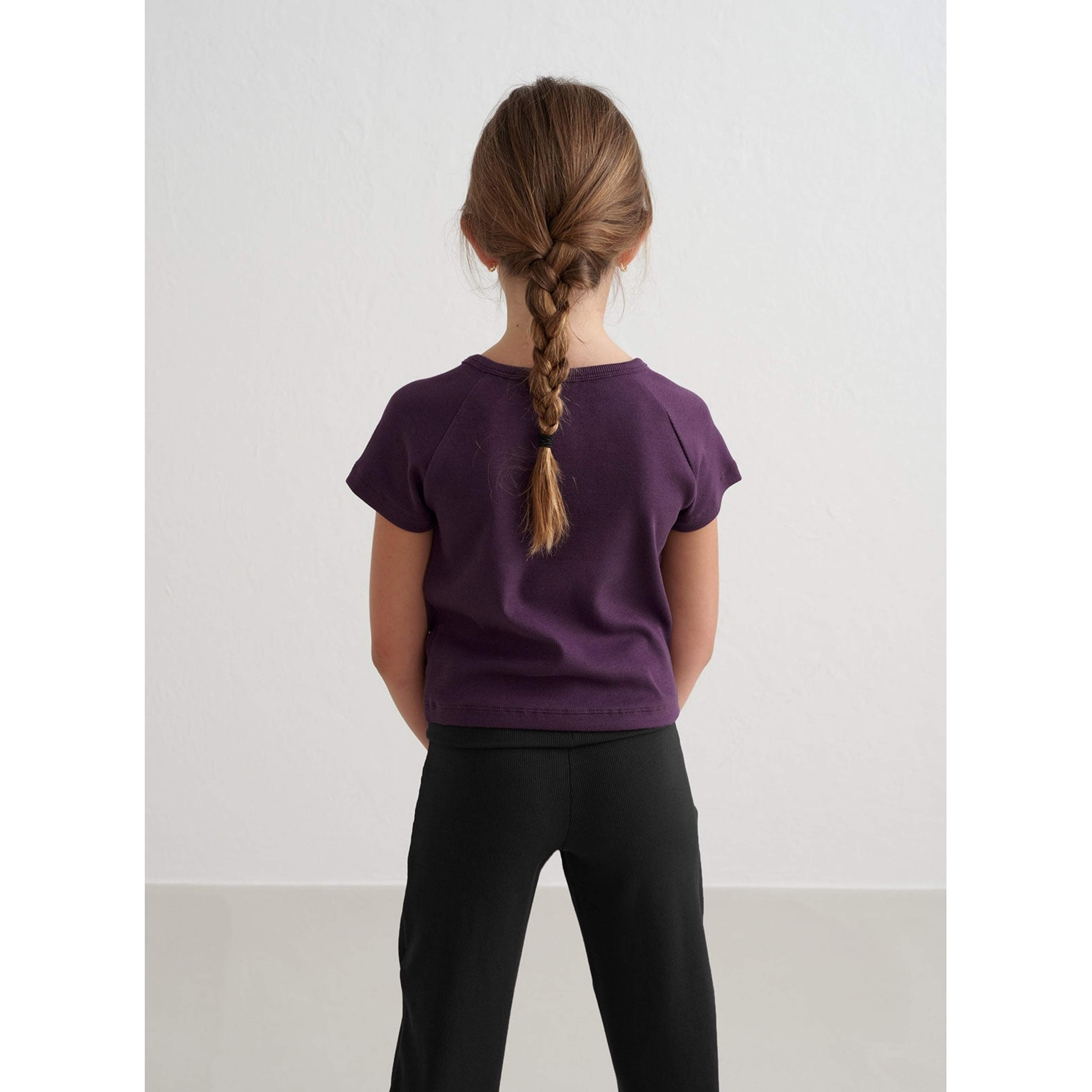 Midnight Plum Young Ease Ribbed Short Sleeve