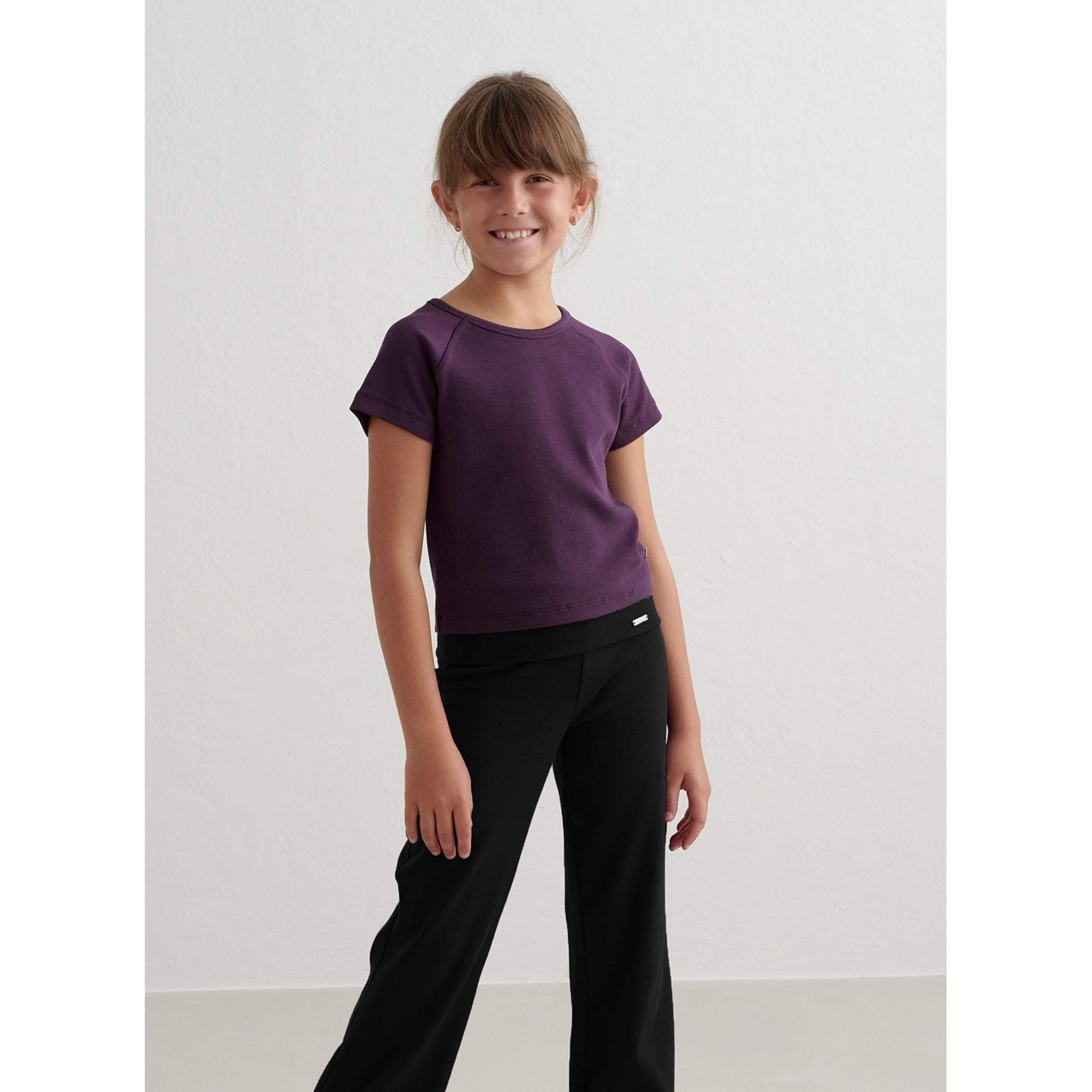 Midnight Plum Young Ease Ribbed Short Sleeve