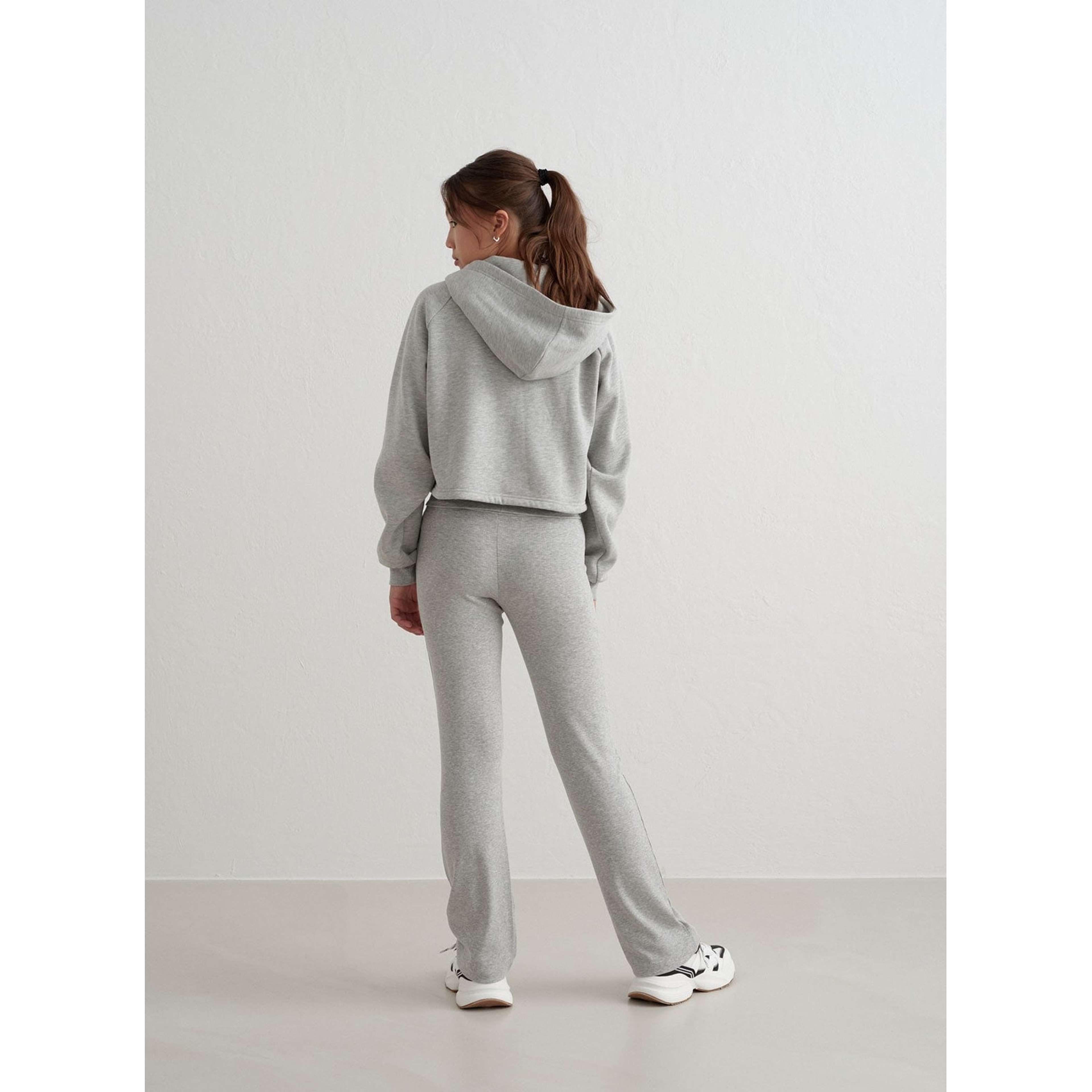 Grey Melange Young Ease Ribbed Pants