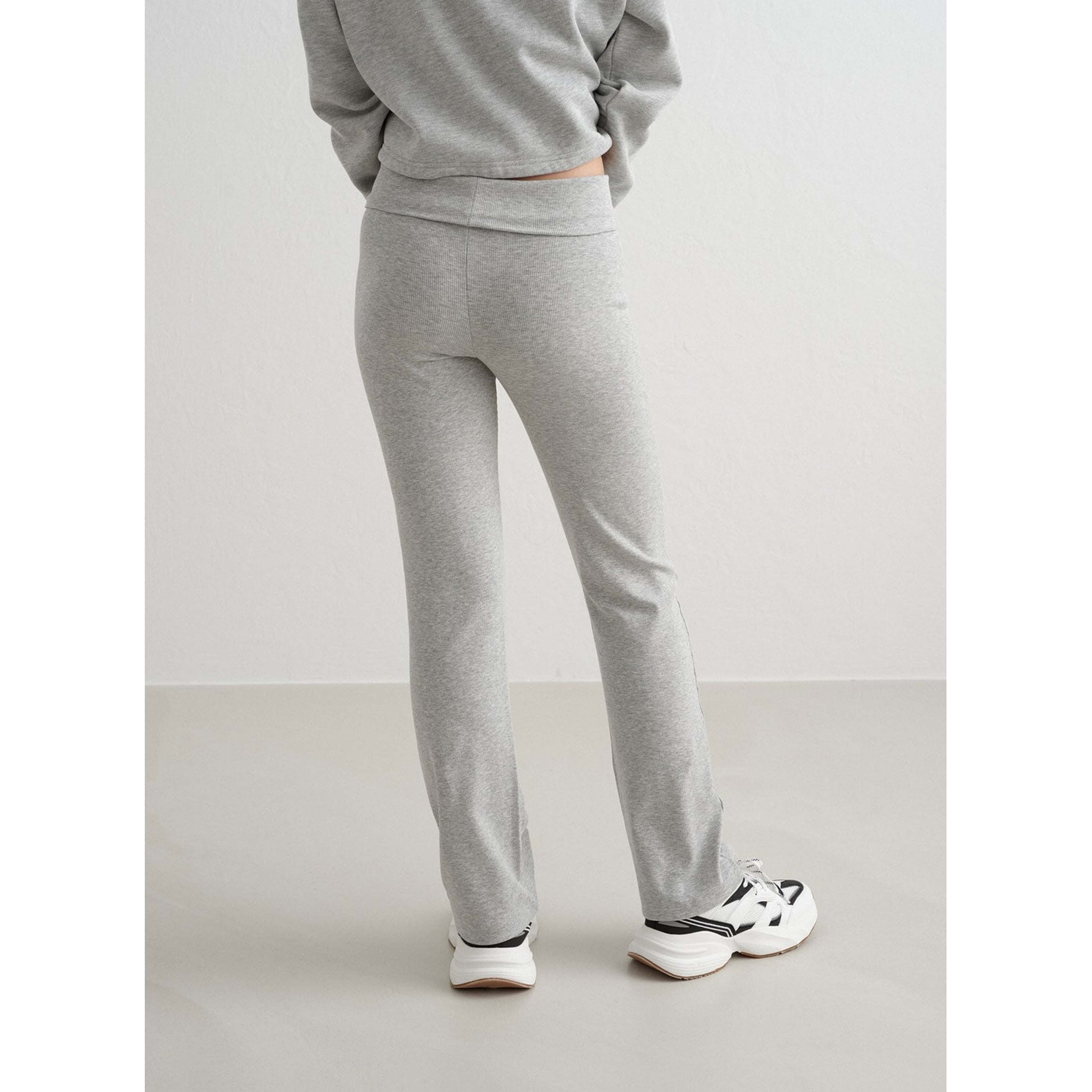 Grey Melange Young Ease Ribbed Pants