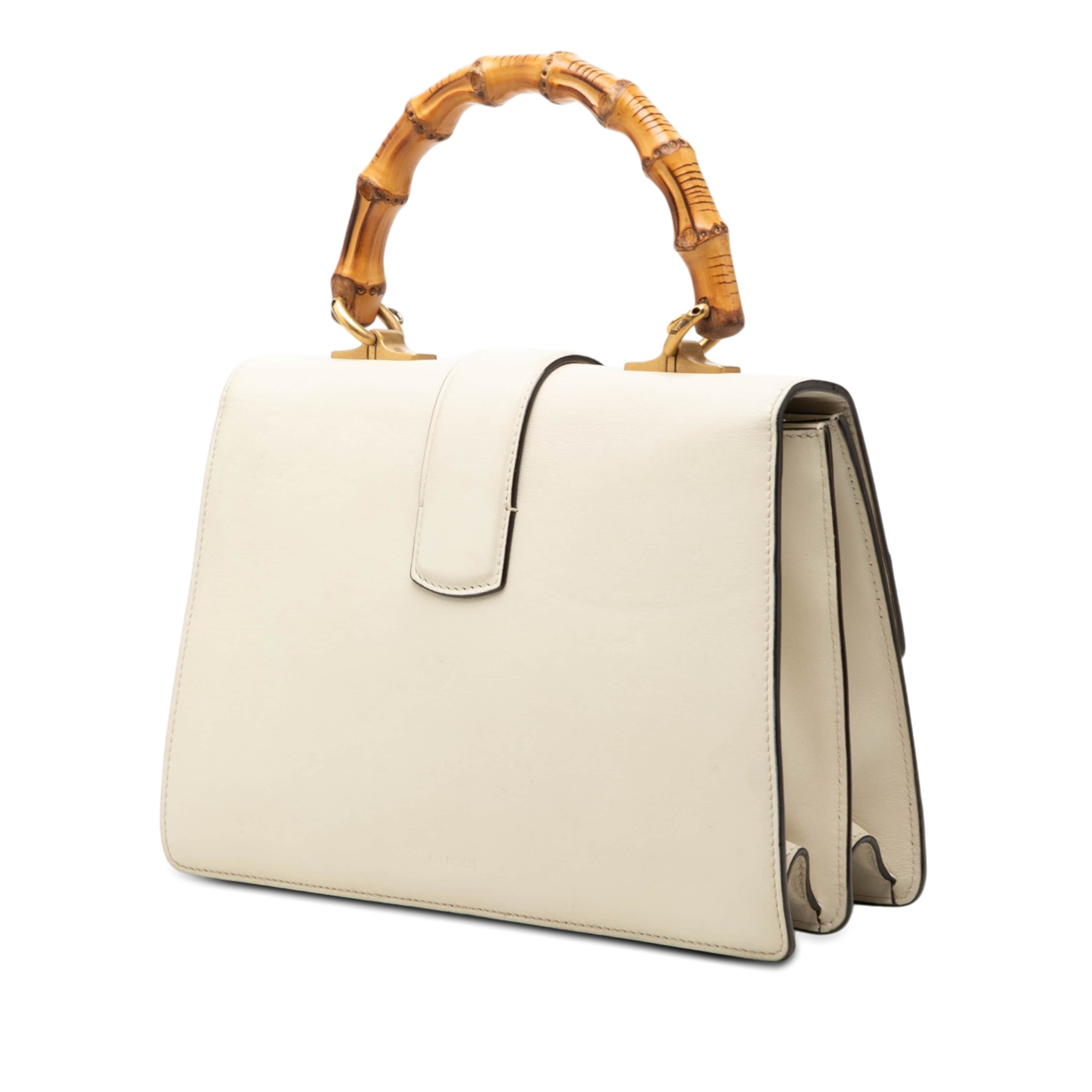 Gucci Medium Leather Bamboo Dionysus Web Satchel, från Luxclusif, i färgen vit. Klicka för att öppna bilden i stort format