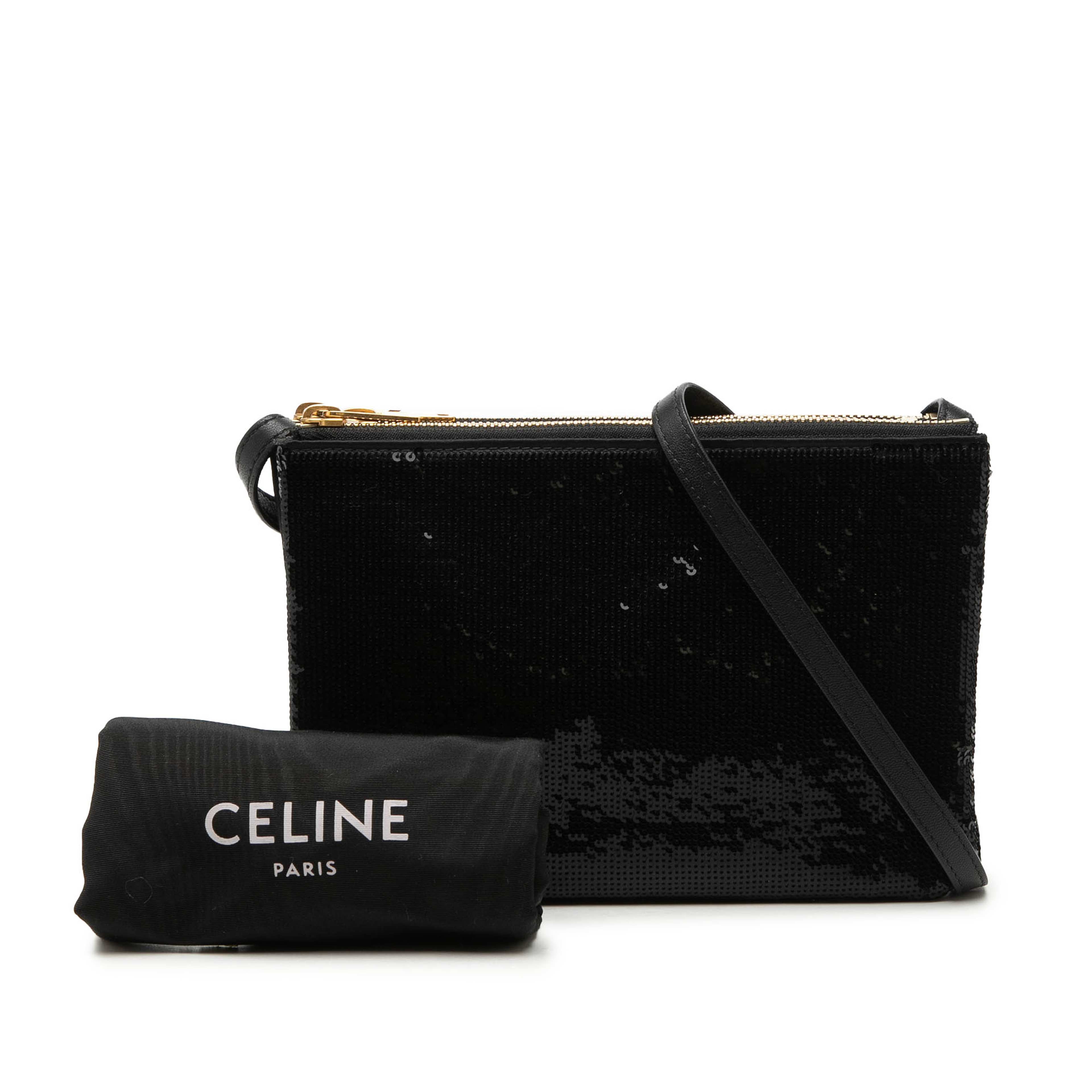 Celine Small Sequin Trio Crossbody, från Luxclusif, i färgen svart. Klicka för att öppna bilden i stort format