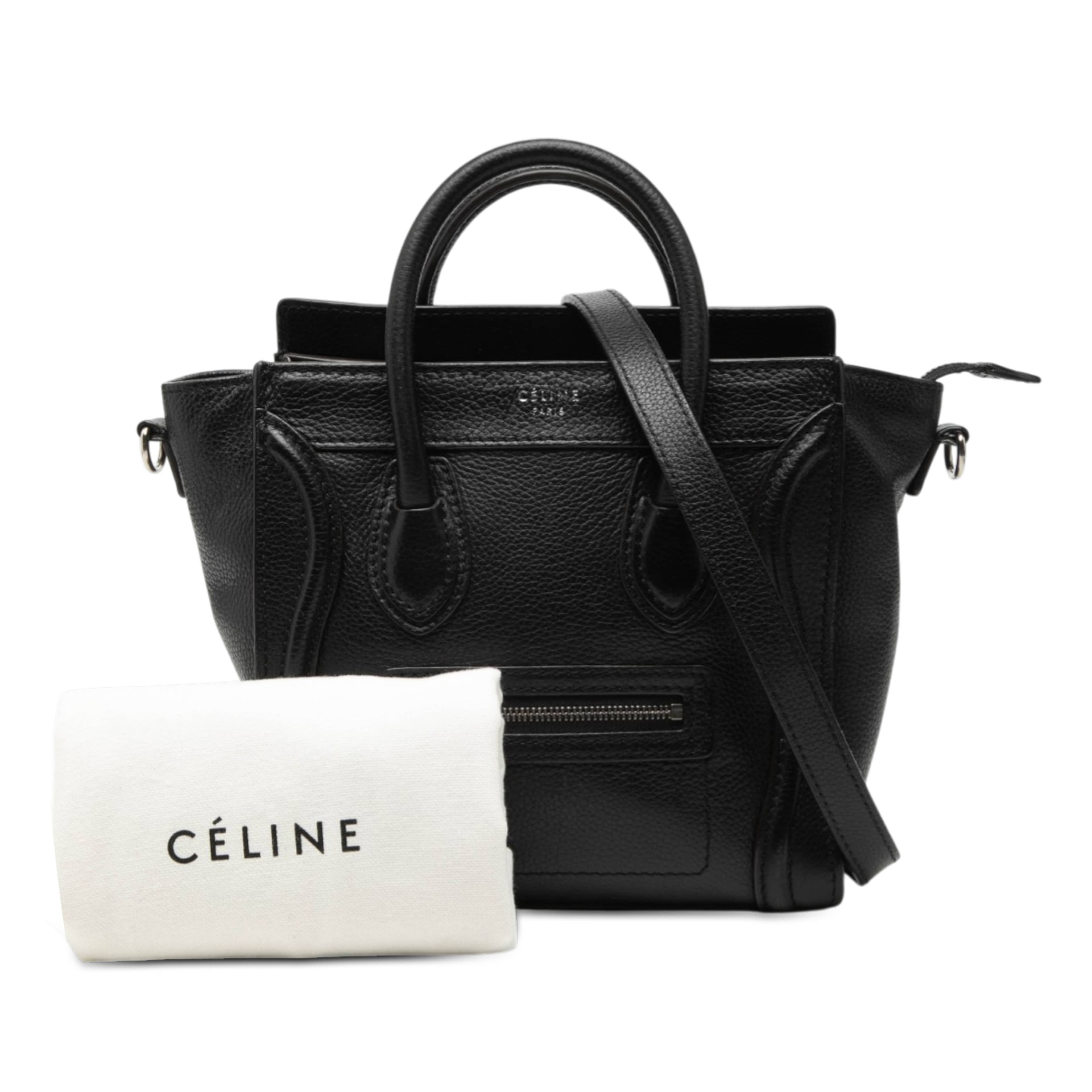 Celine Nano Leather Luggage Tote, från Luxclusif, i färgen svart. Klicka för att öppna bilden i stort format