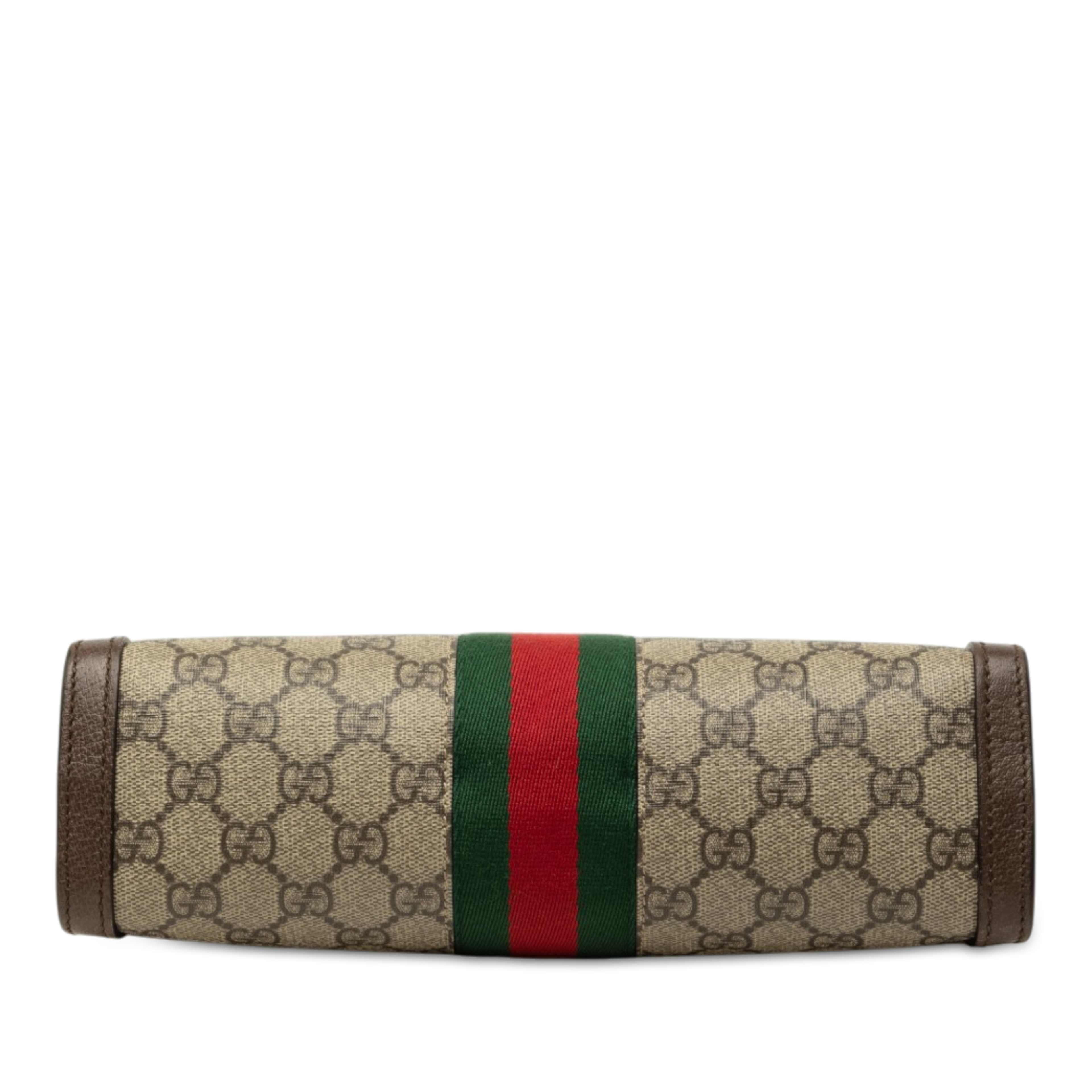 Gucci Small Gg Supreme Web Ophidia Chain Crossbody, från Luxclusif, i färgen beige. Klicka för att öppna bilden i stort format
