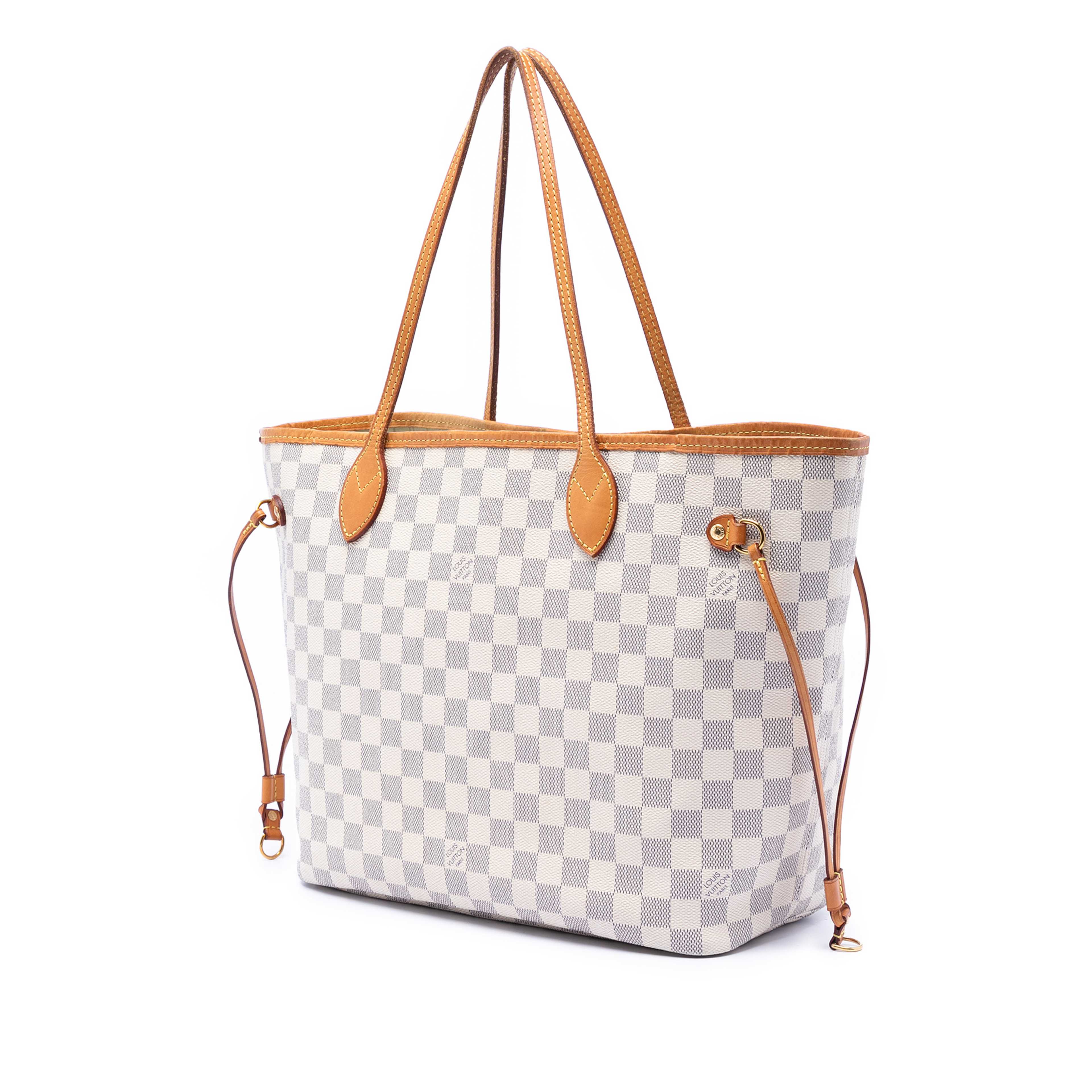 Louis Vuitton Damier Azur Neverfull Mm, från Luxclusif, i färgen white. Klicka för att öppna bilden i stort format