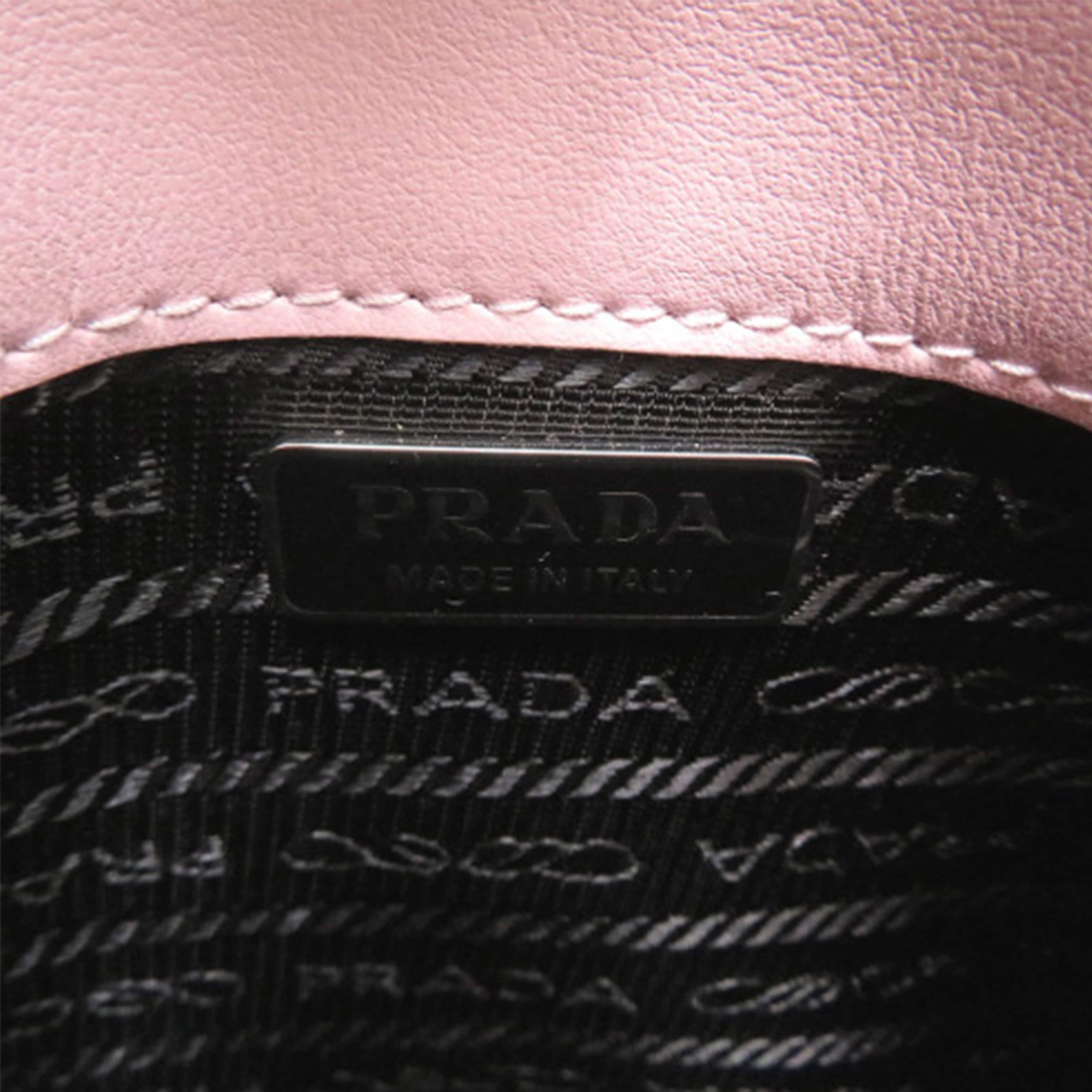 Prada Mini Brushed Leather Cleo Bag, från Luxclusif, i färgen pink. Klicka för att öppna bilden i stort format