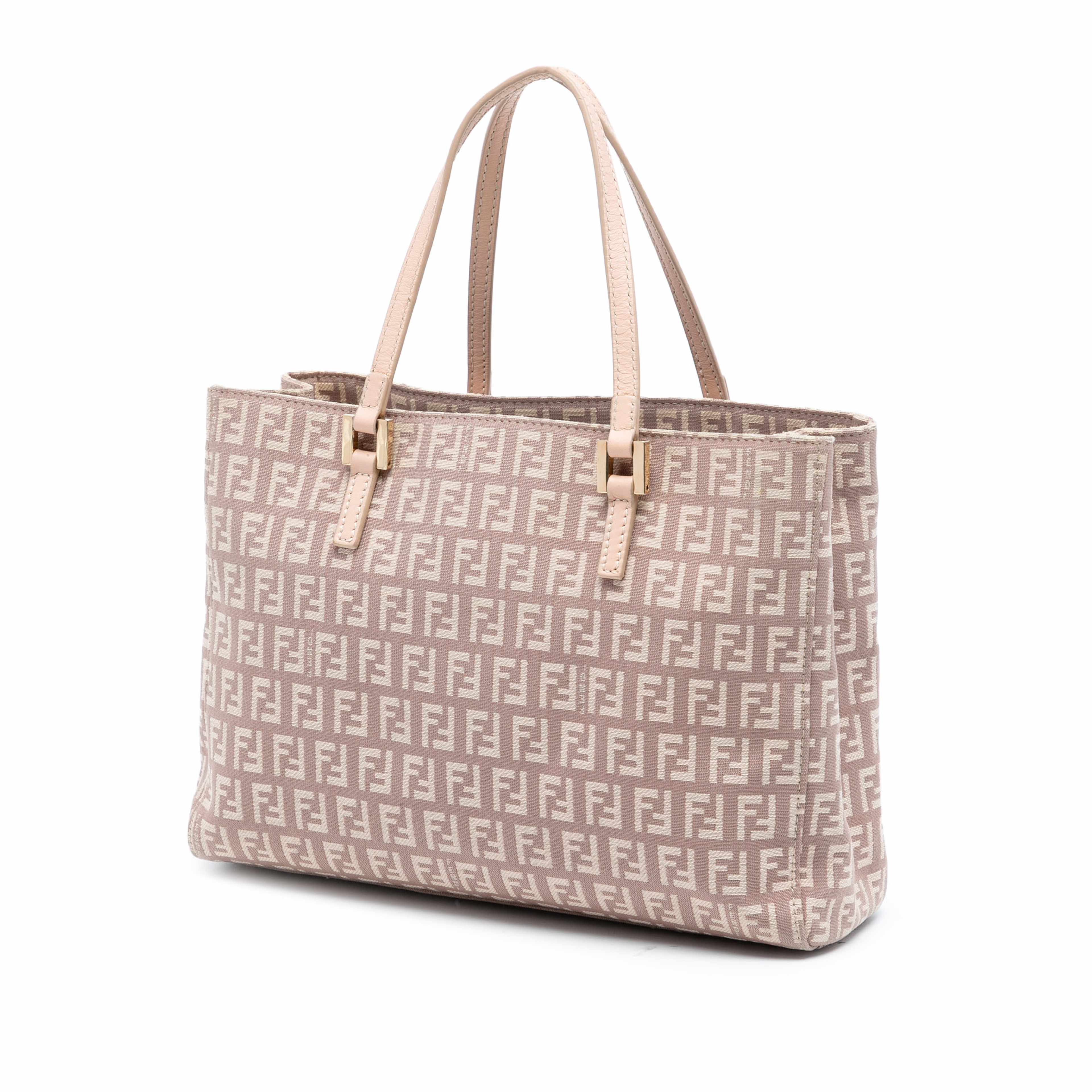 Fendi Small Zucchino Canvas Tote, från Luxclusif, i färgen pink. Klicka för att öppna bilden i stort format