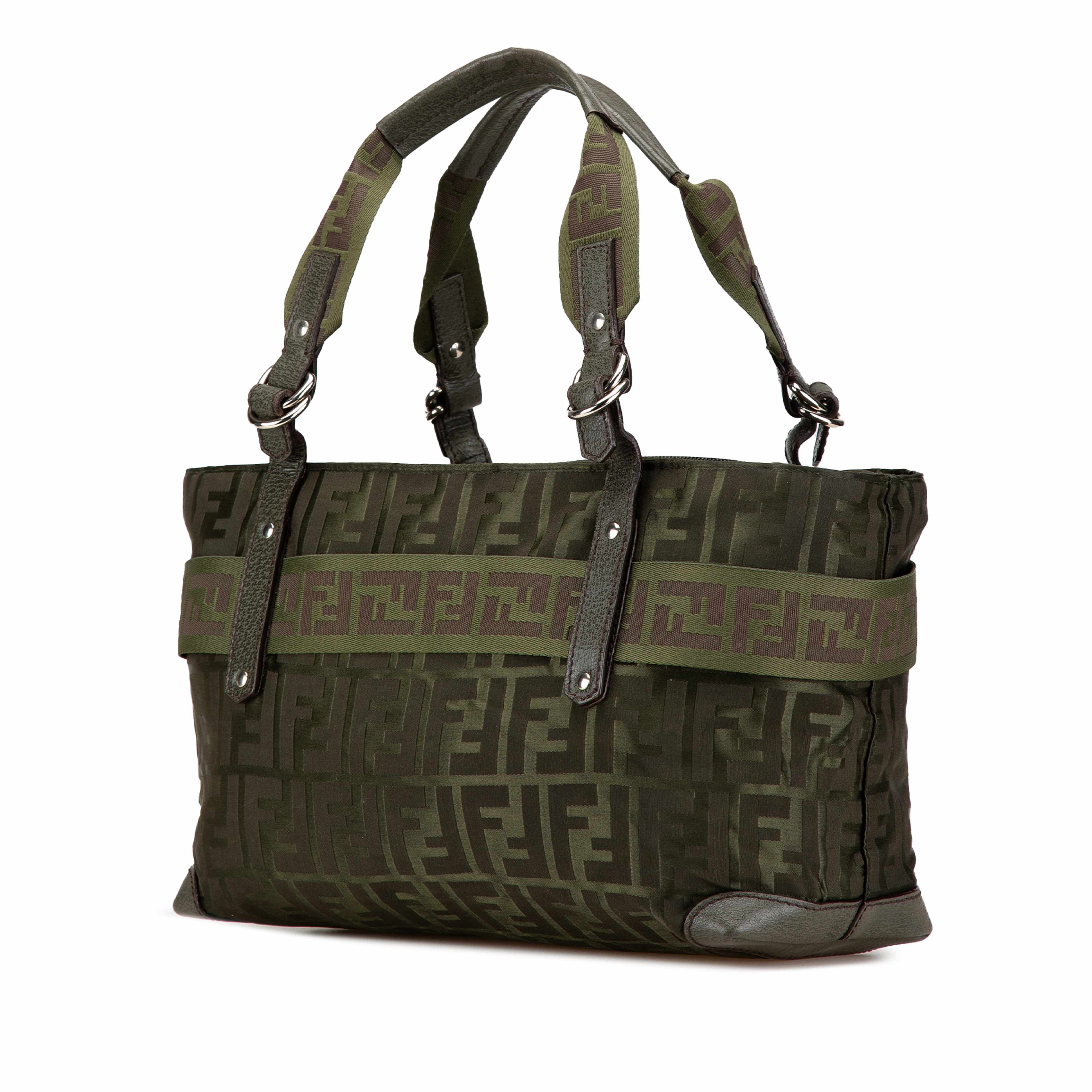 Fendi Medium Zucca Nylon Zip Code Handbag