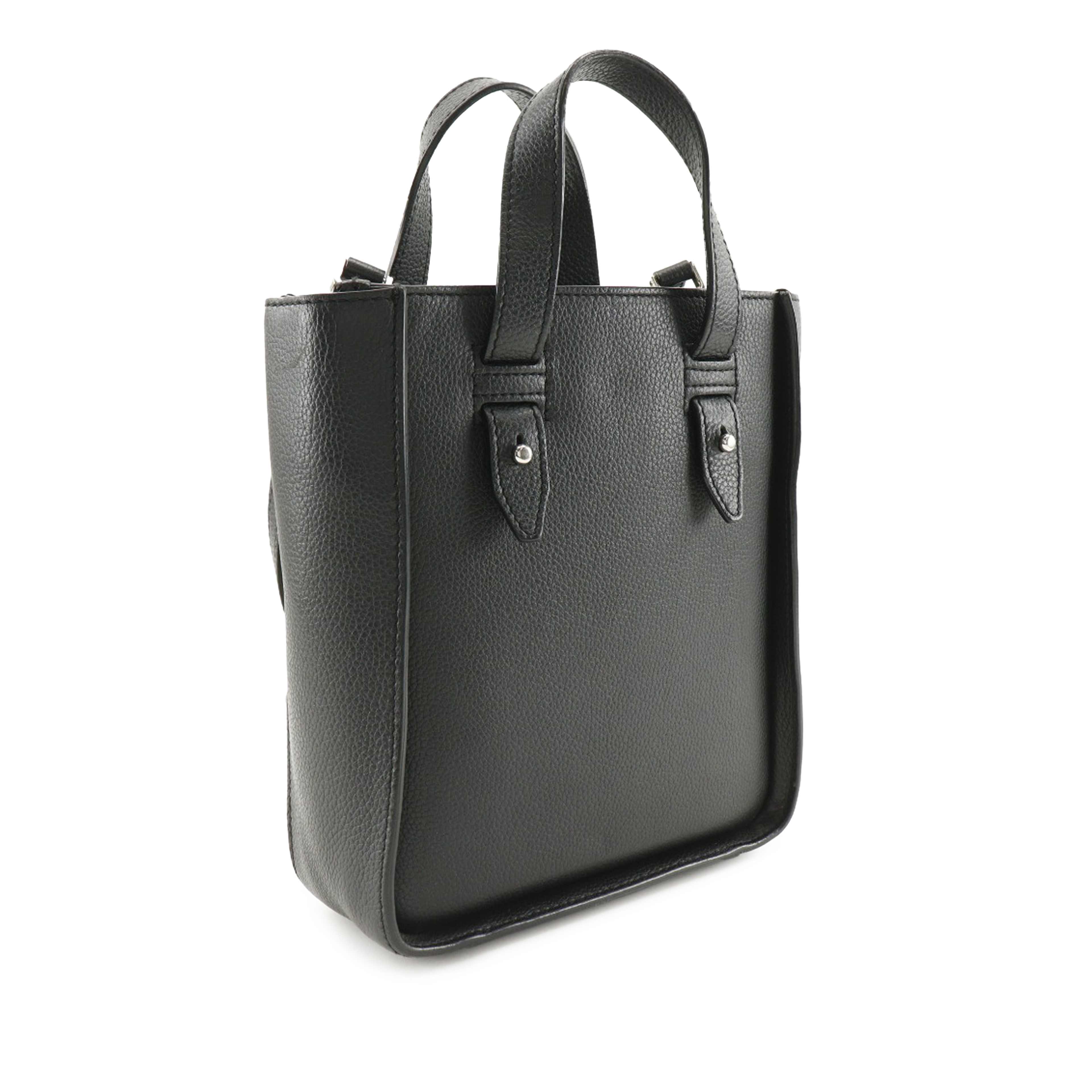 Dior Mini Grained Calfskin Saddle Tote, från Luxclusif, i färgen black. Klicka för att öppna bilden i stort format