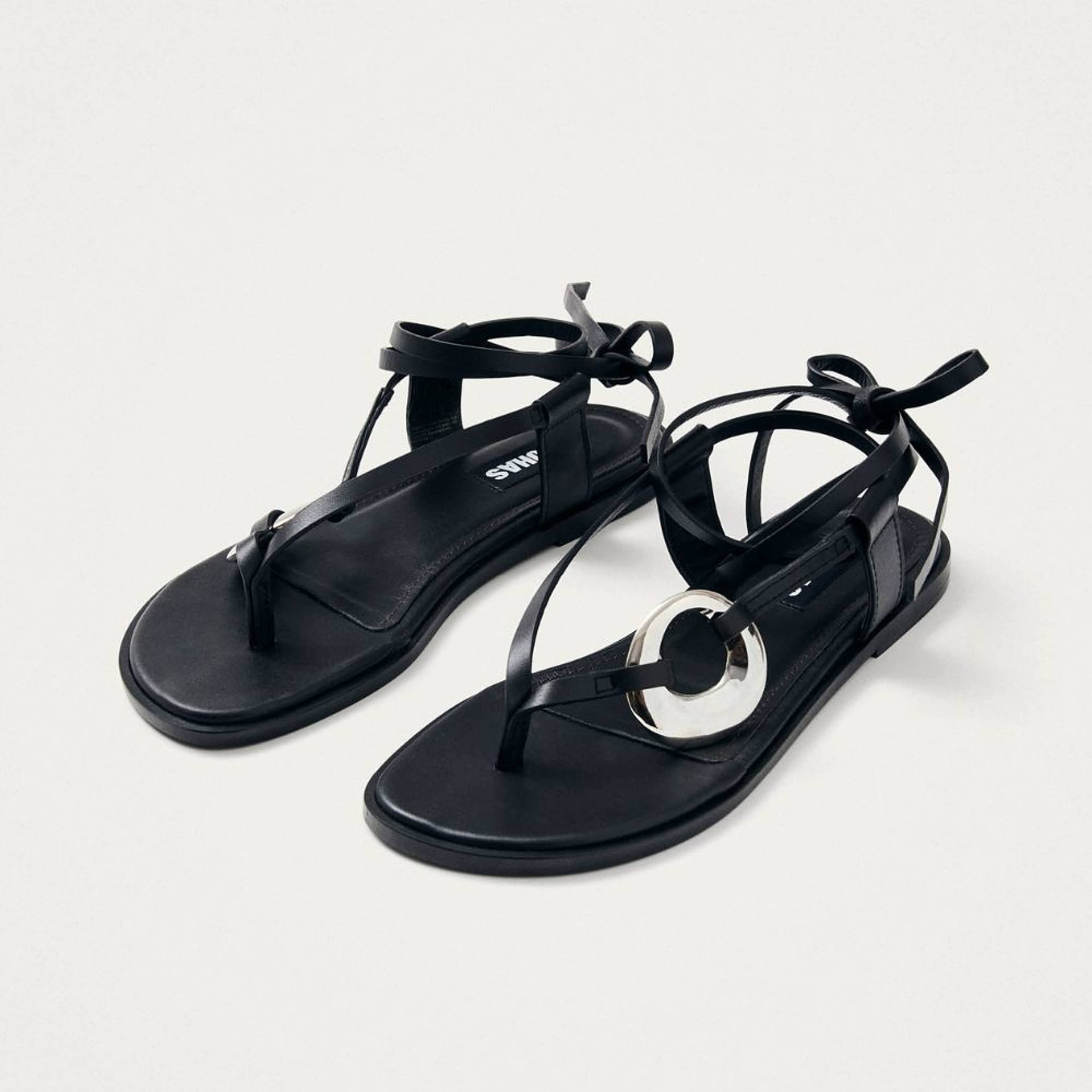 Morosia Black Leather Sandals