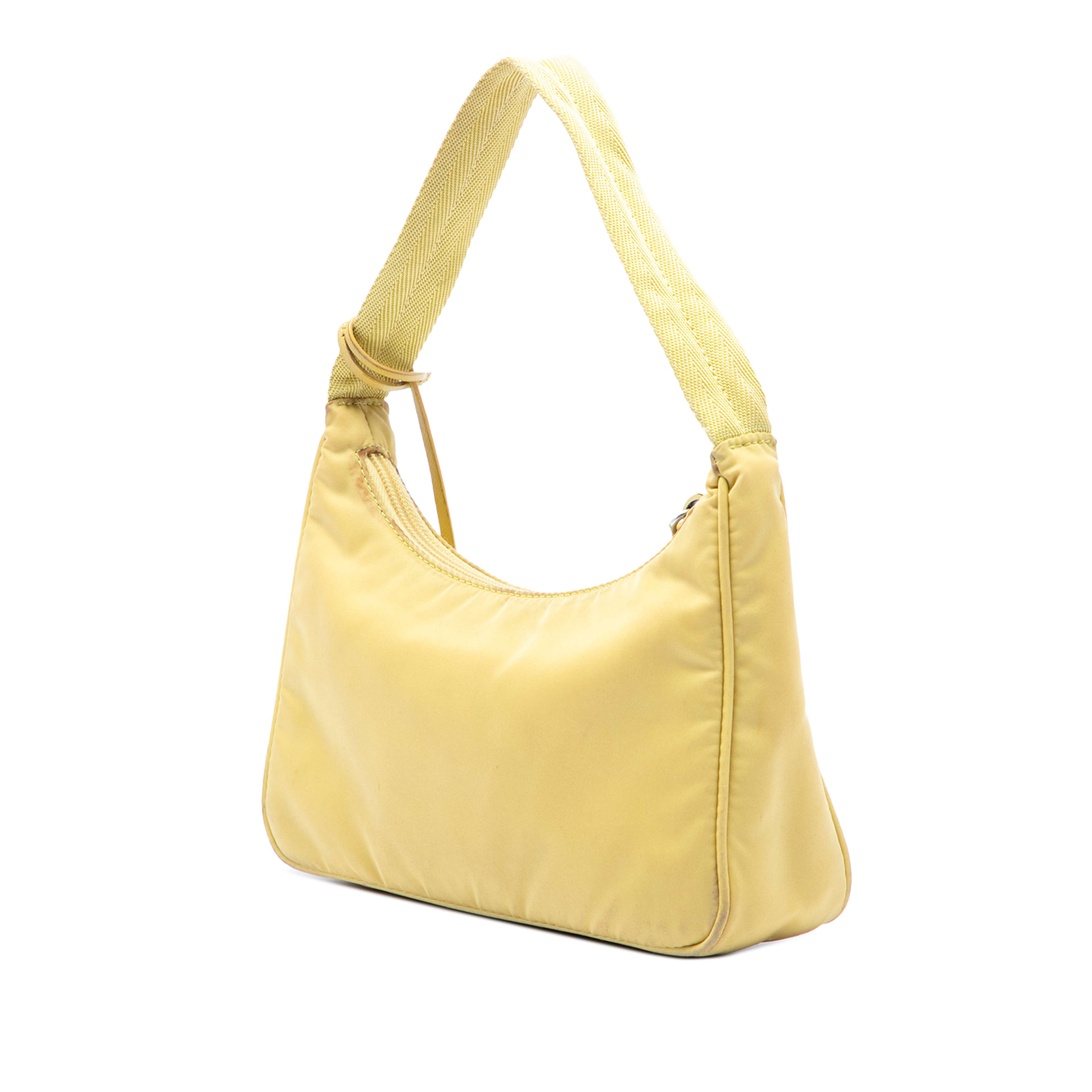 Prada Mini Tessuto Re Edition 2000 Shoulder Bag, från Luxclusif, i färgen gul. Klicka för att öppna bilden i stort format
