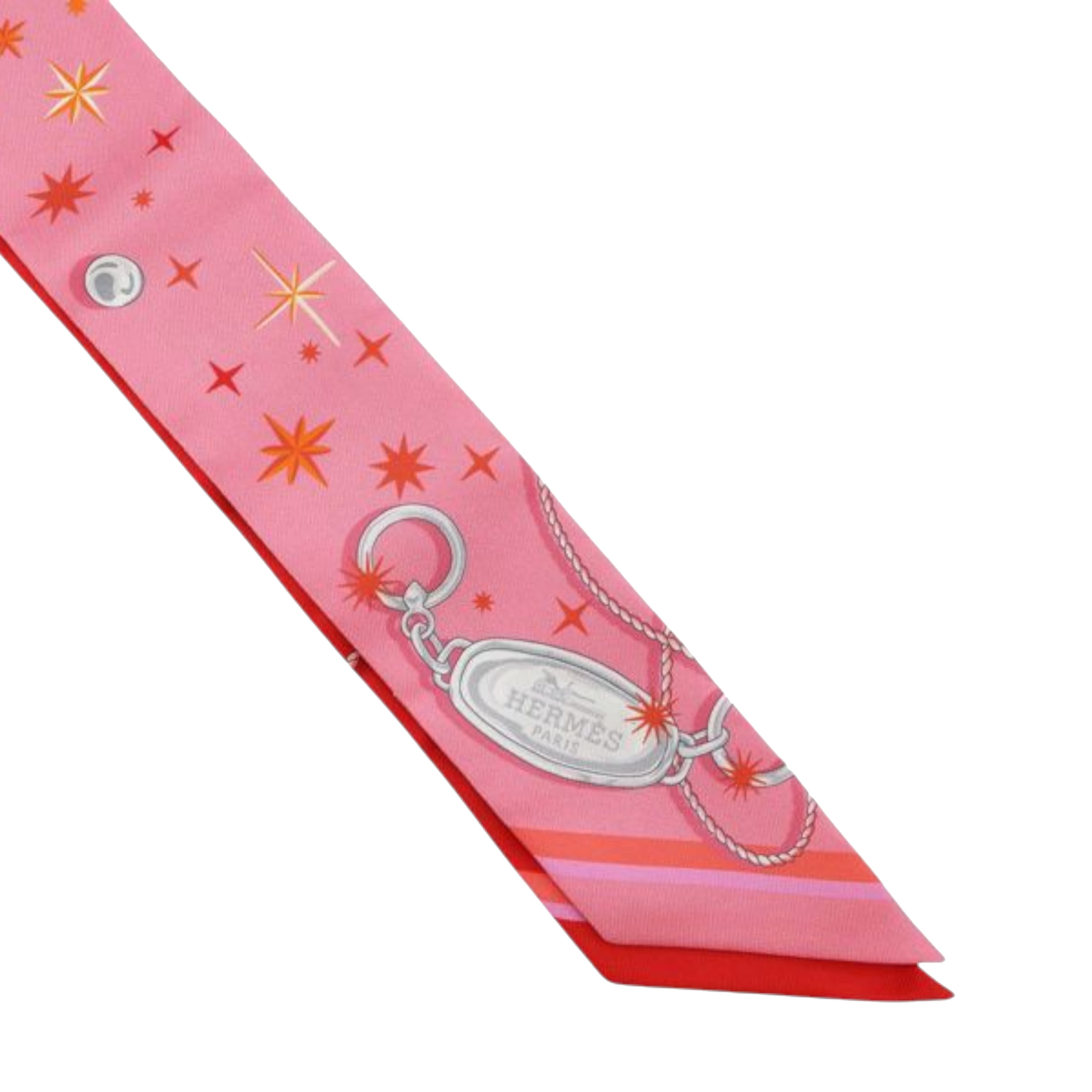 Hermès C'est La Fete Silk Twilly Scarf, från Luxclusif, i färgen red. Klicka för att öppna bilden i stort format