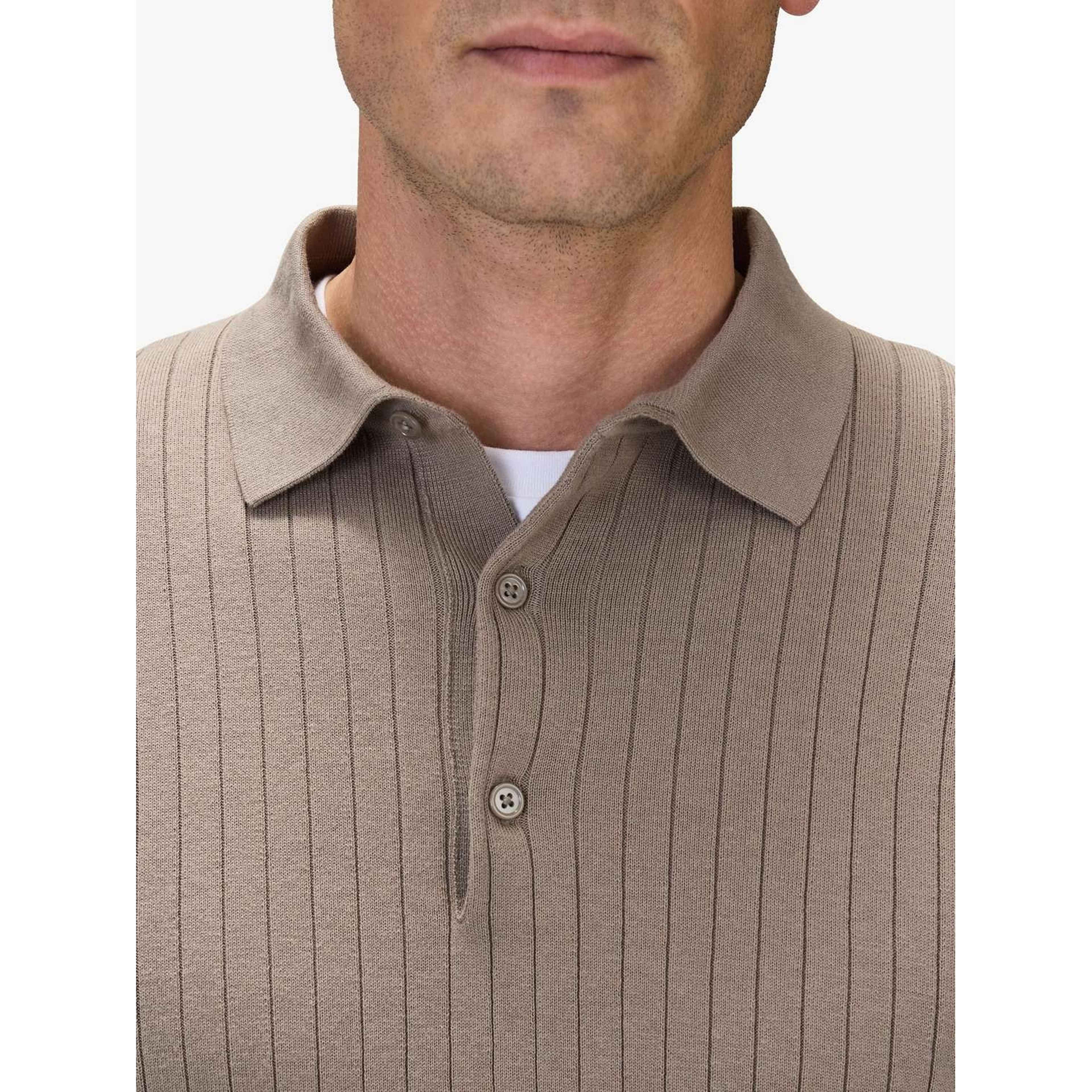 Cotton Rib Knitted Ls Polo Sweater (filippo)