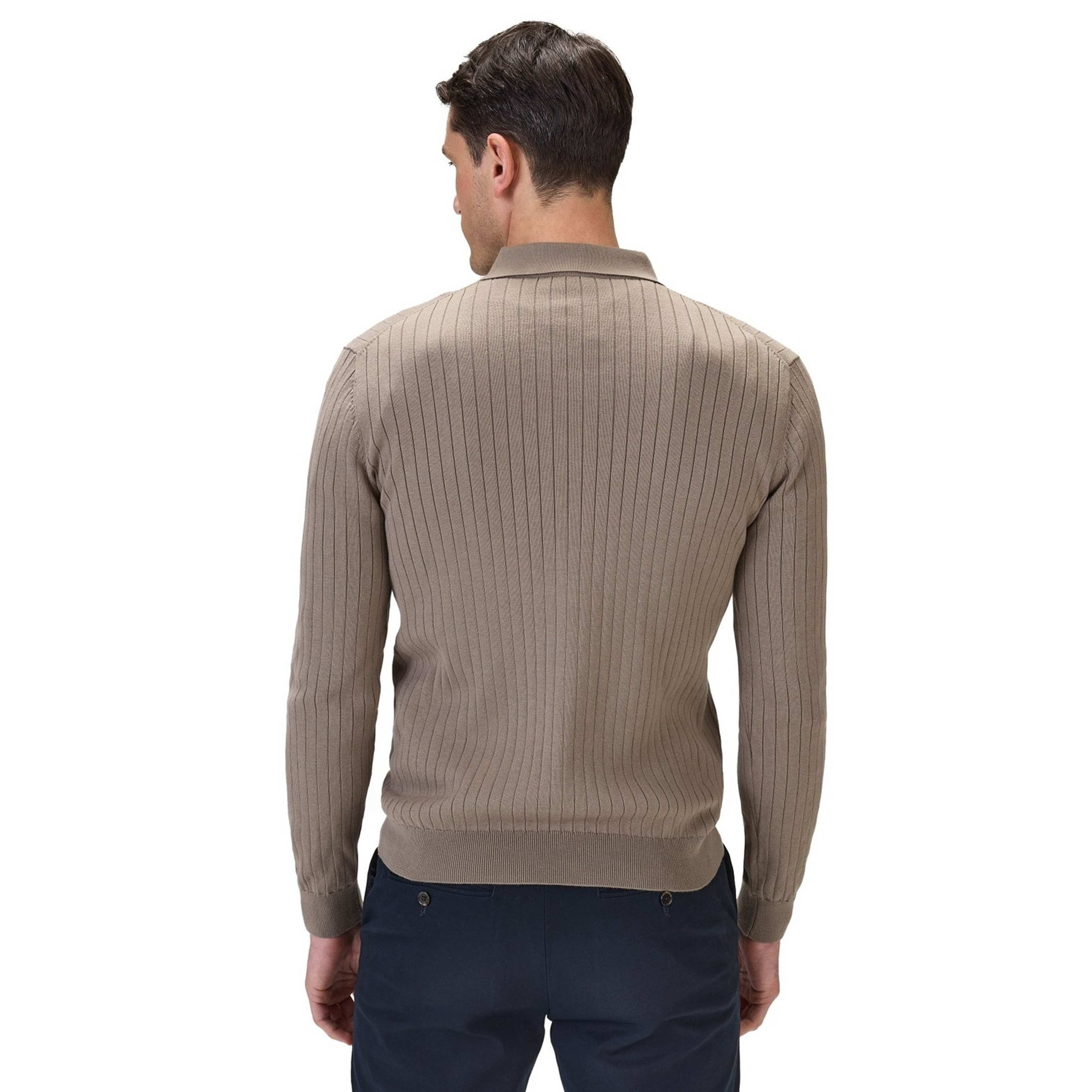 Cotton Rib Knitted Ls Polo Sweater (filippo)