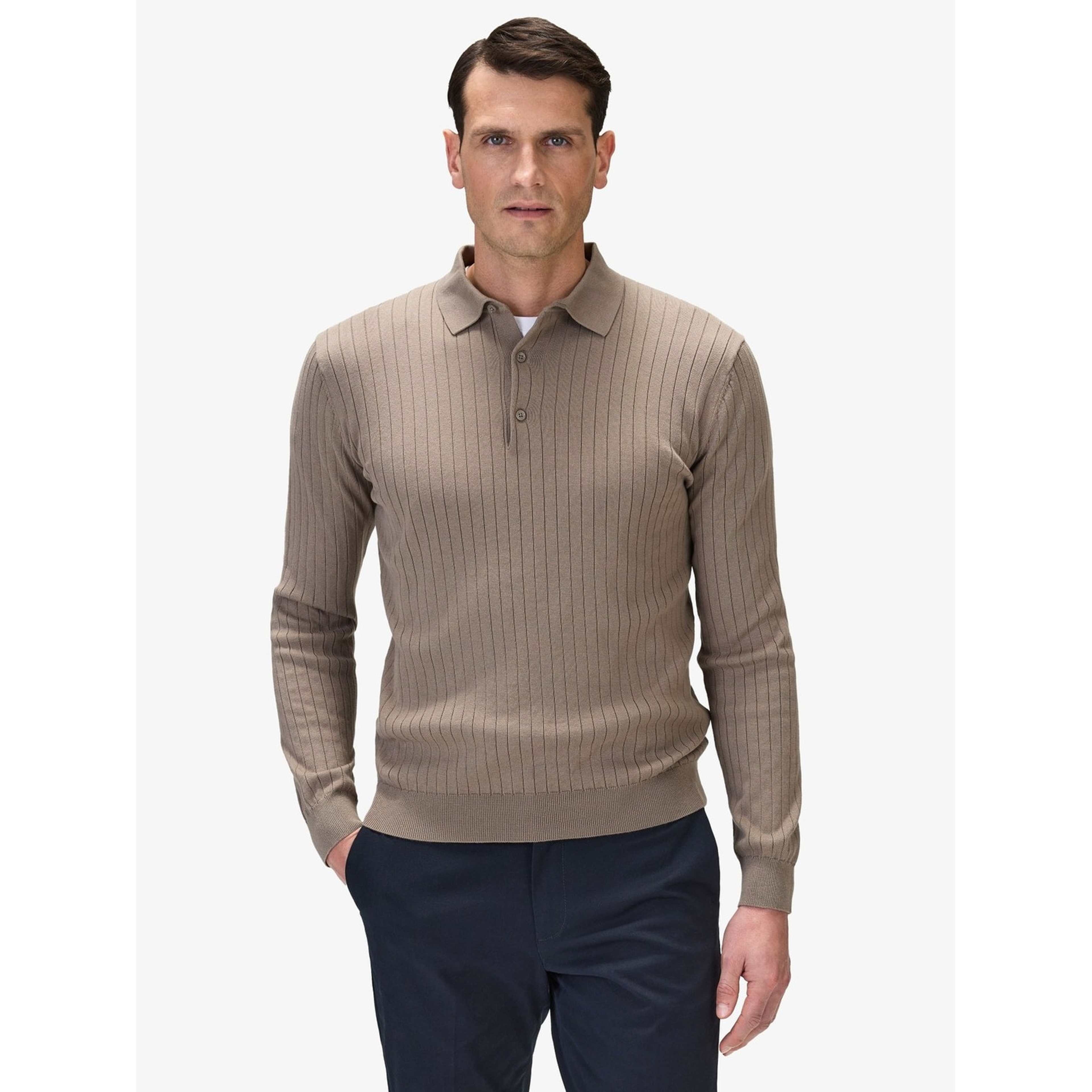 Cotton Rib Knitted Ls Polo Sweater (filippo)