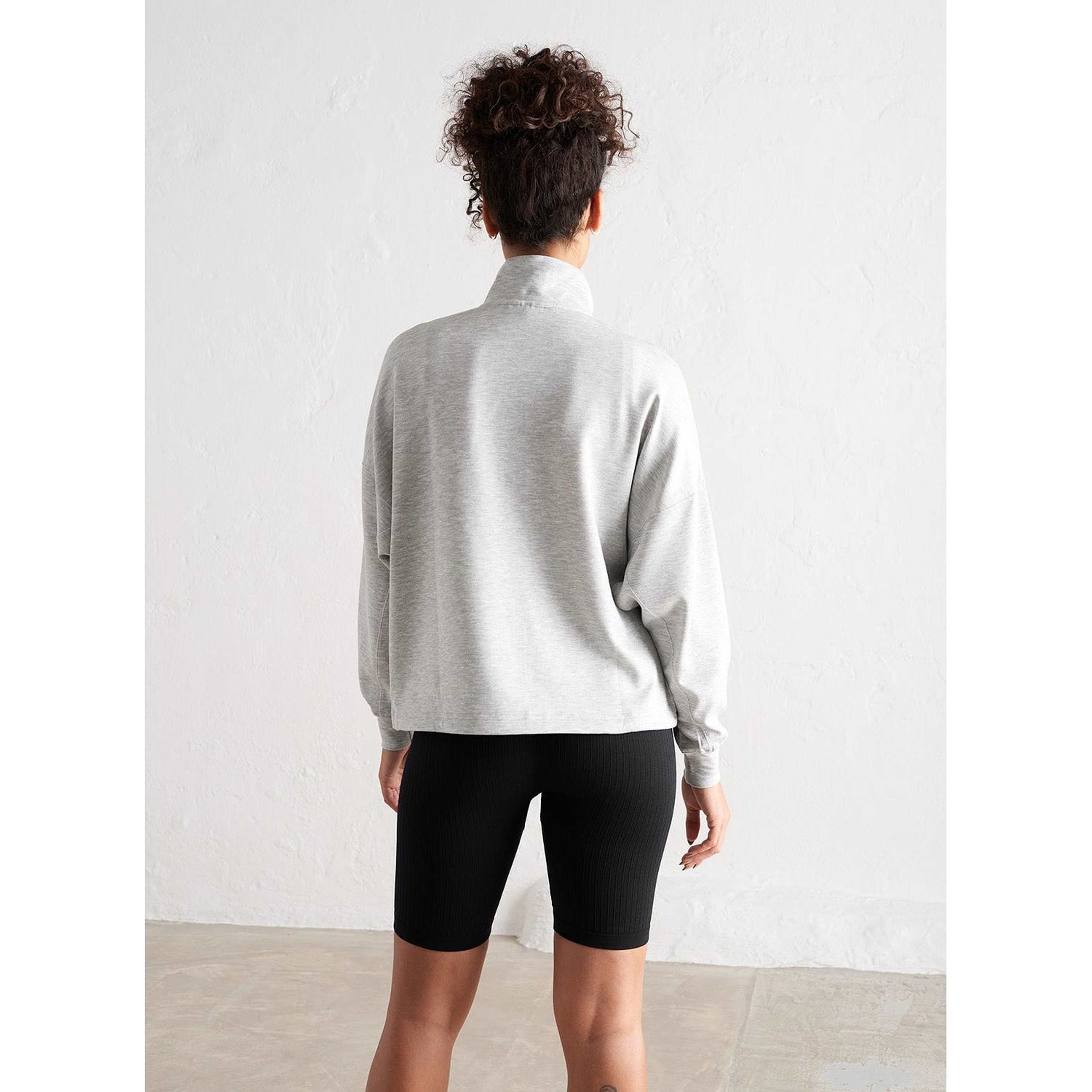 Light Grey Melange Comfy Modal Half Zip