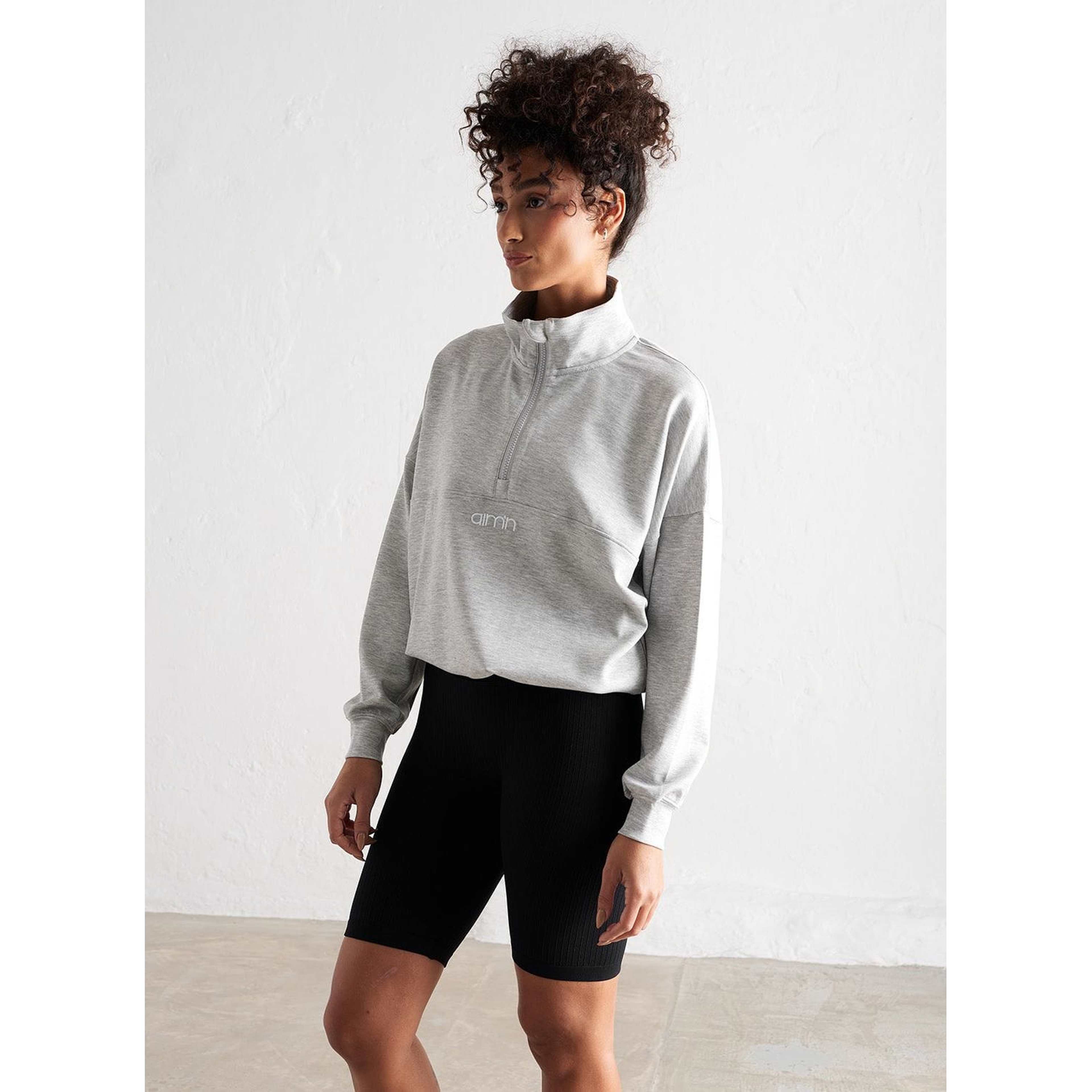 Light Grey Melange Comfy Modal Half Zip