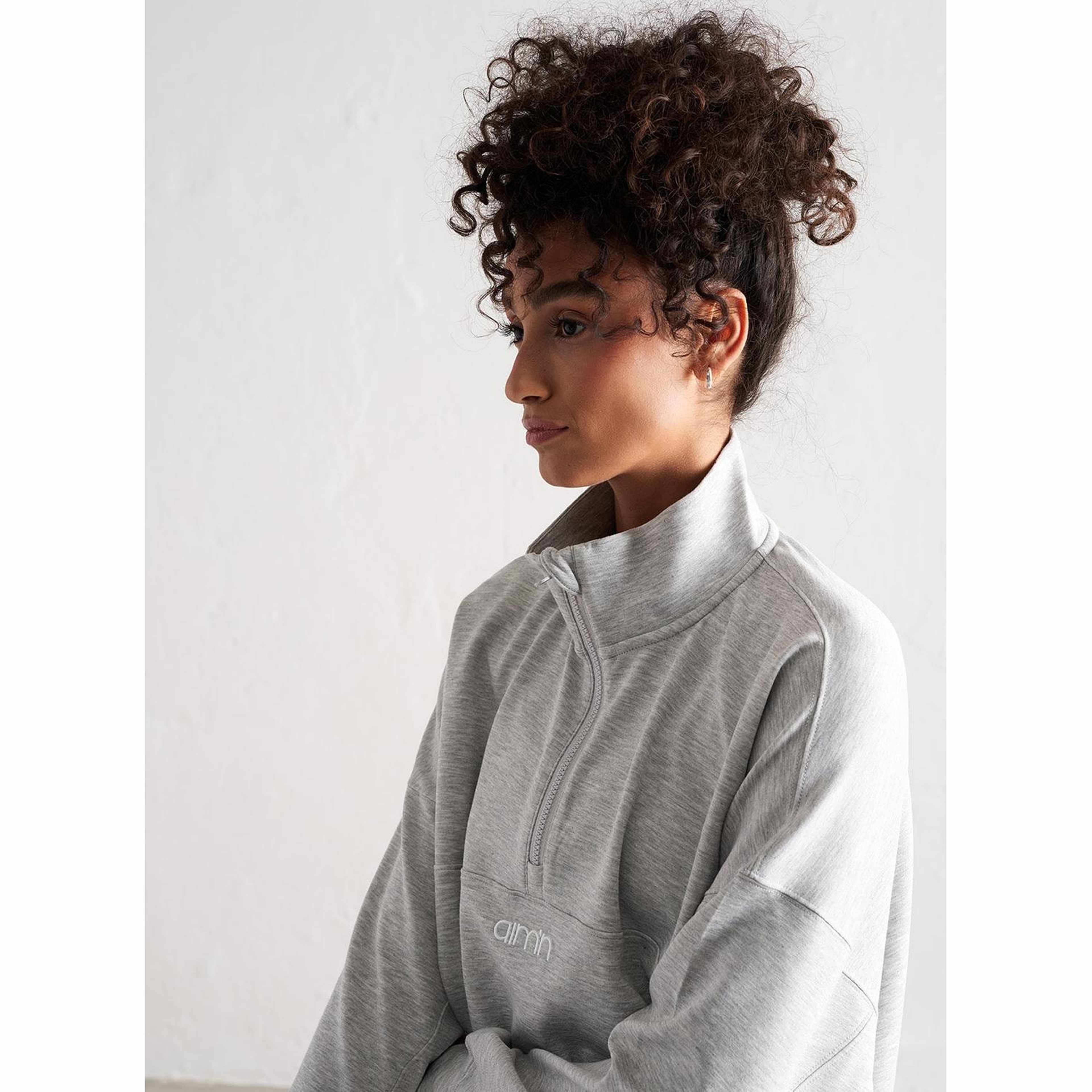 Light Grey Melange Comfy Modal Half Zip