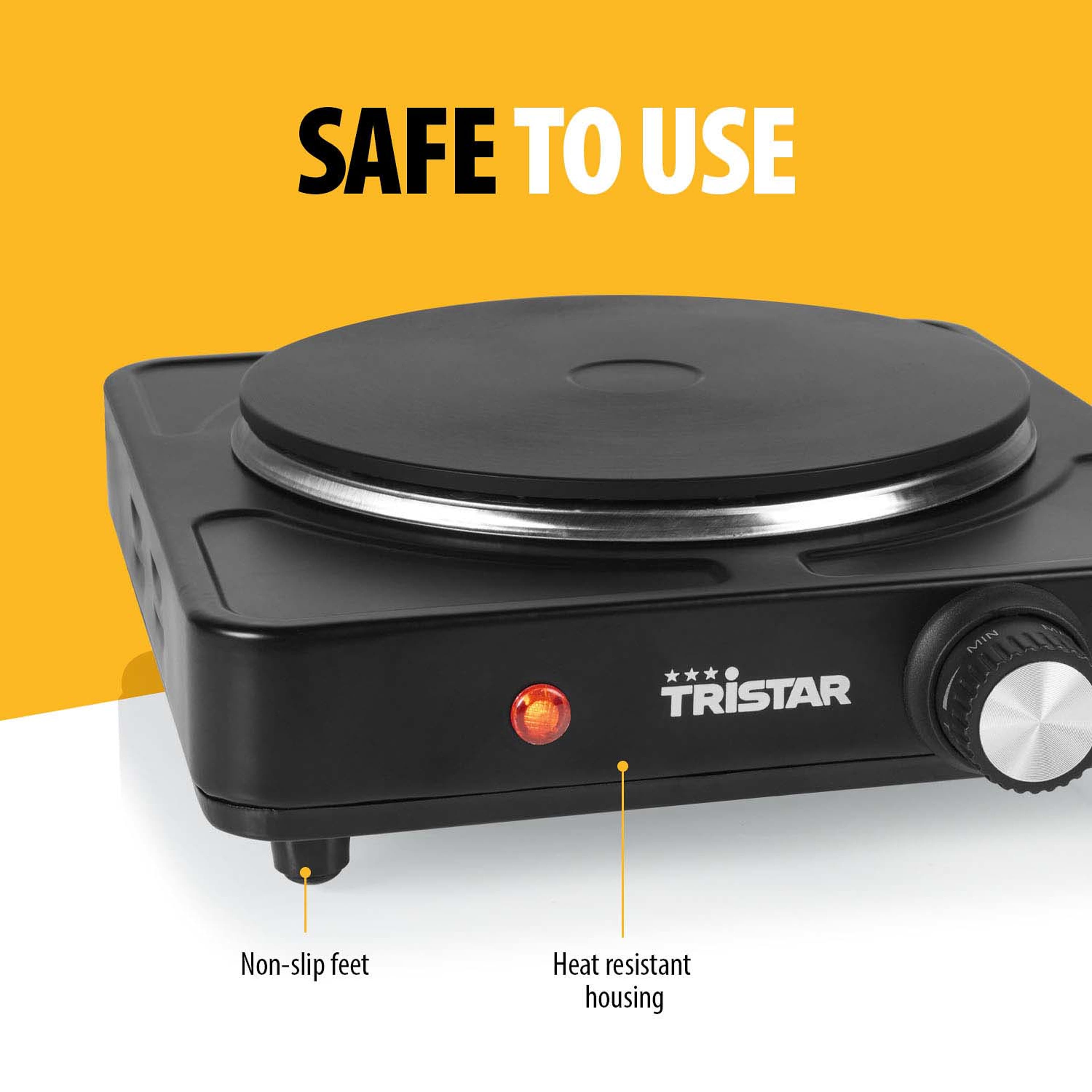 Kokplatta Enkel 1500w 18,5cm - Kp-6151, från Tristar, i färgen svart. Klicka för att öppna bilden i stort format