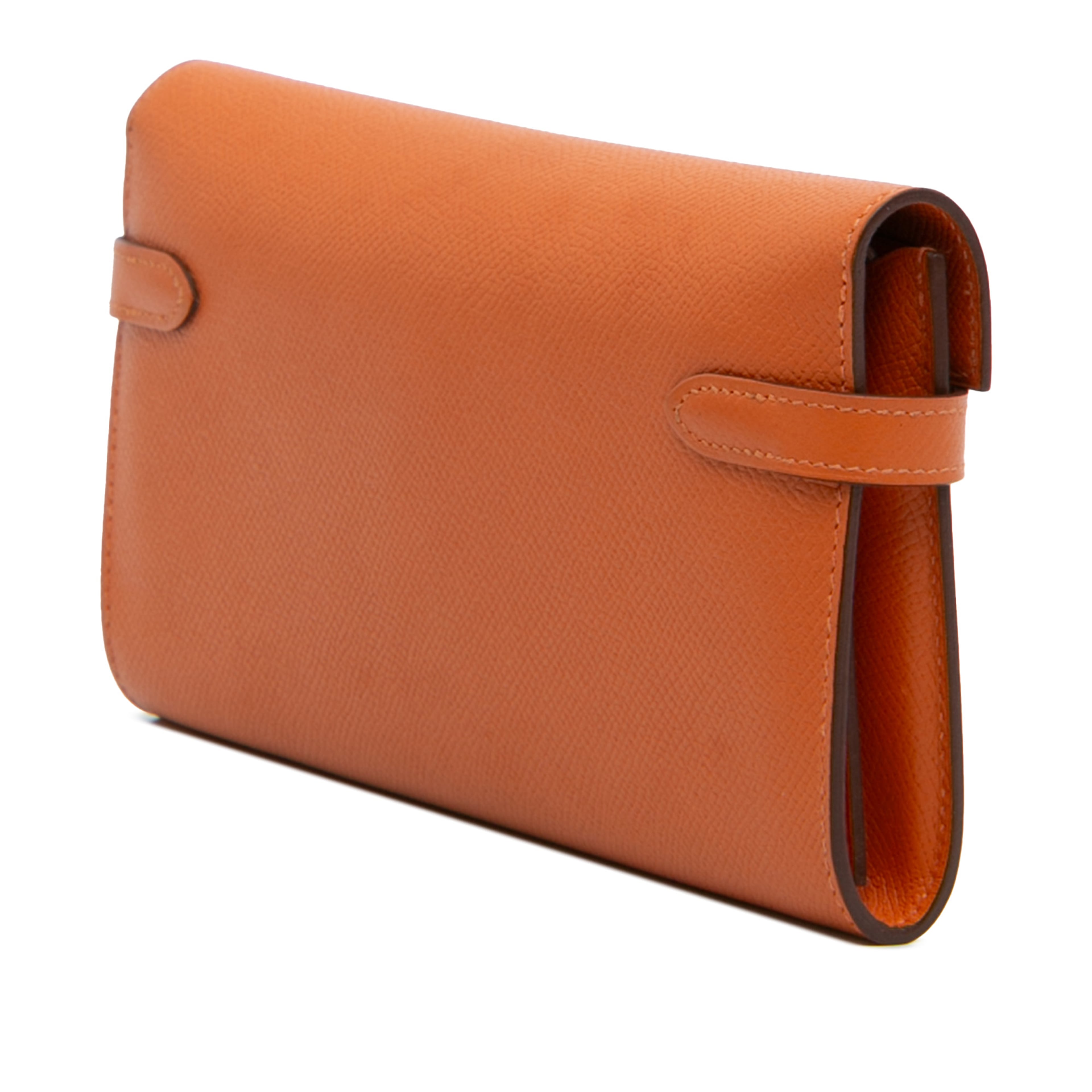 Hermès Epsom Kelly Longue Wallet, från Luxclusif, i färgen orange. Klicka för att öppna bilden i stort format