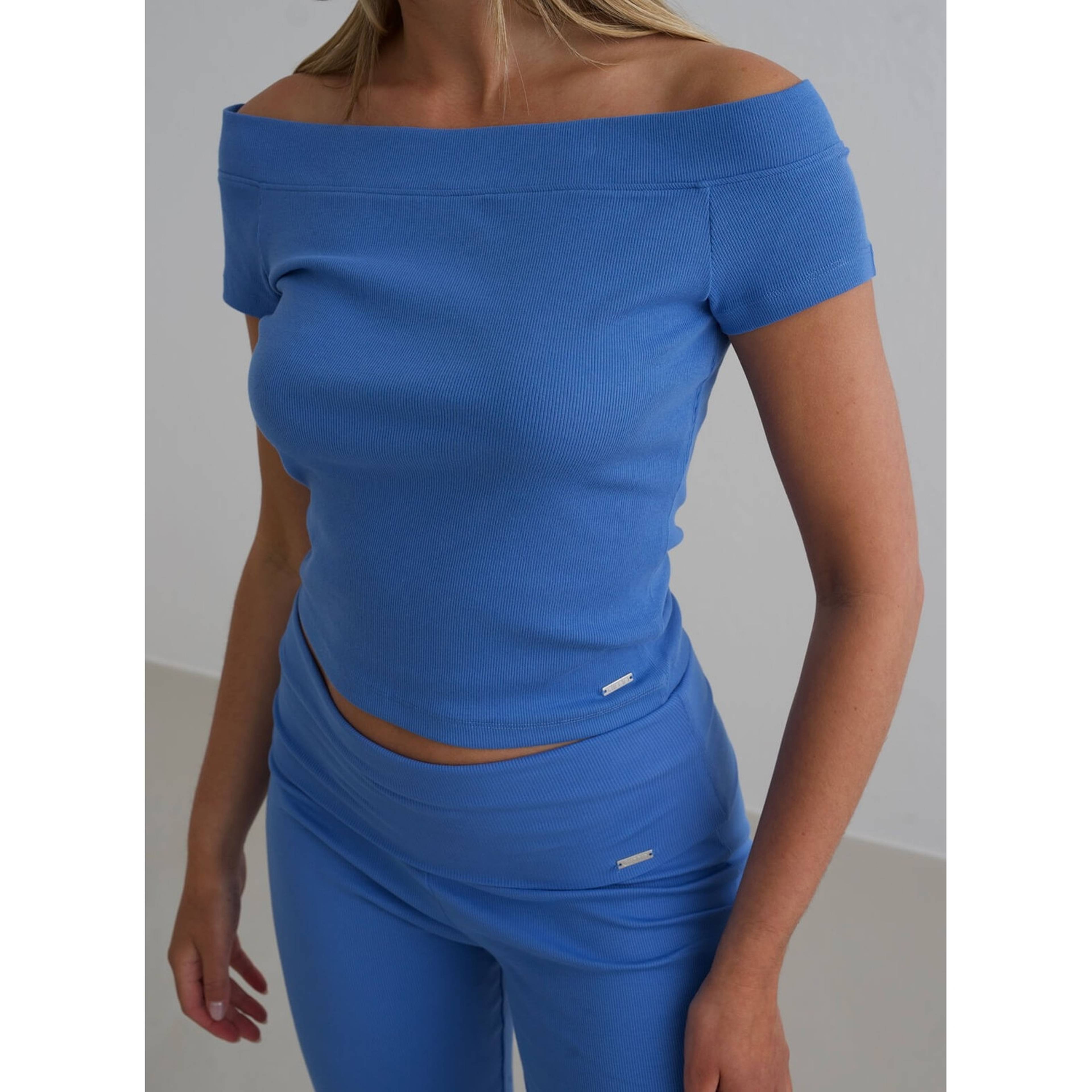 Sea Ease Ribbed Off-shoulder Top