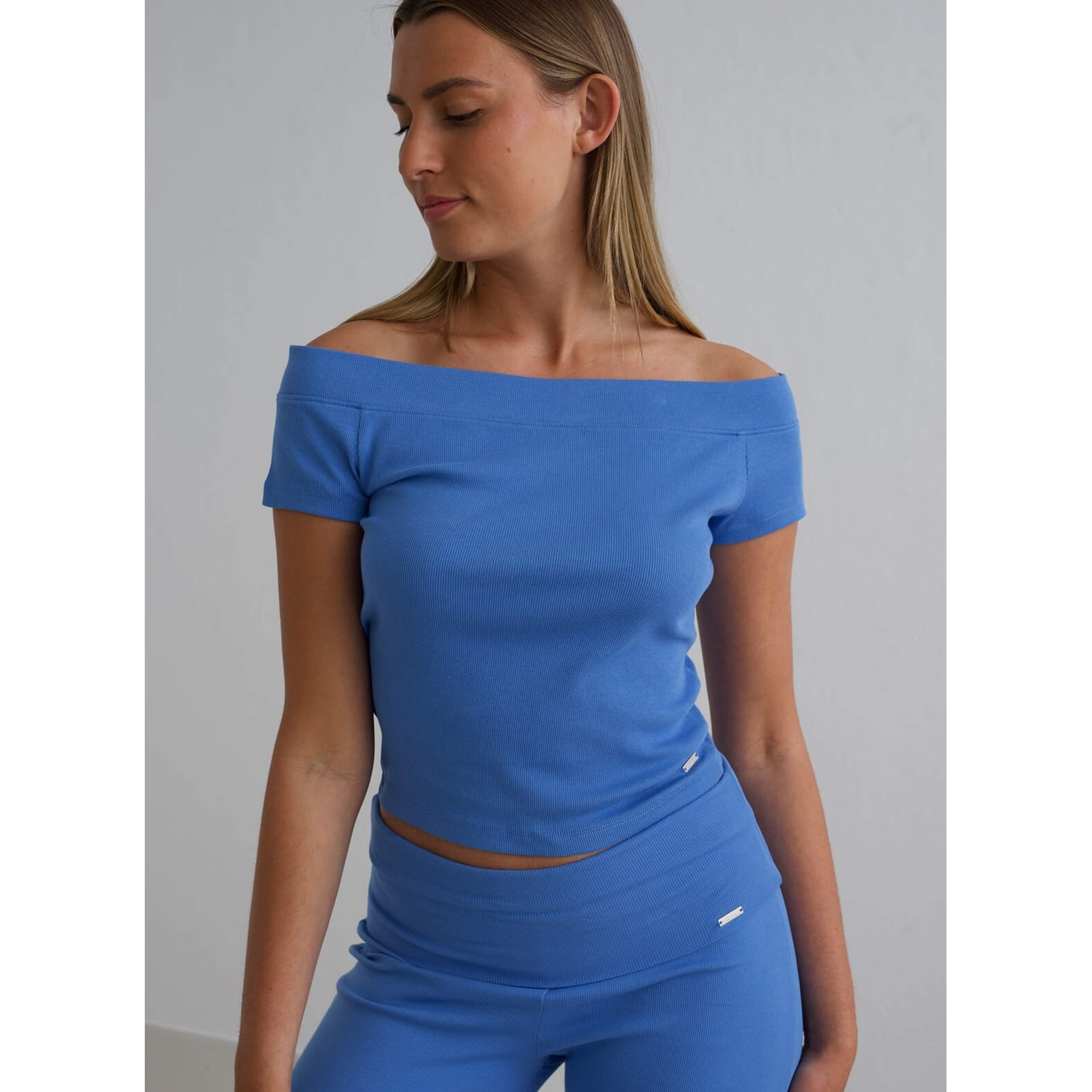 Sea Ease Ribbed Off-shoulder Top