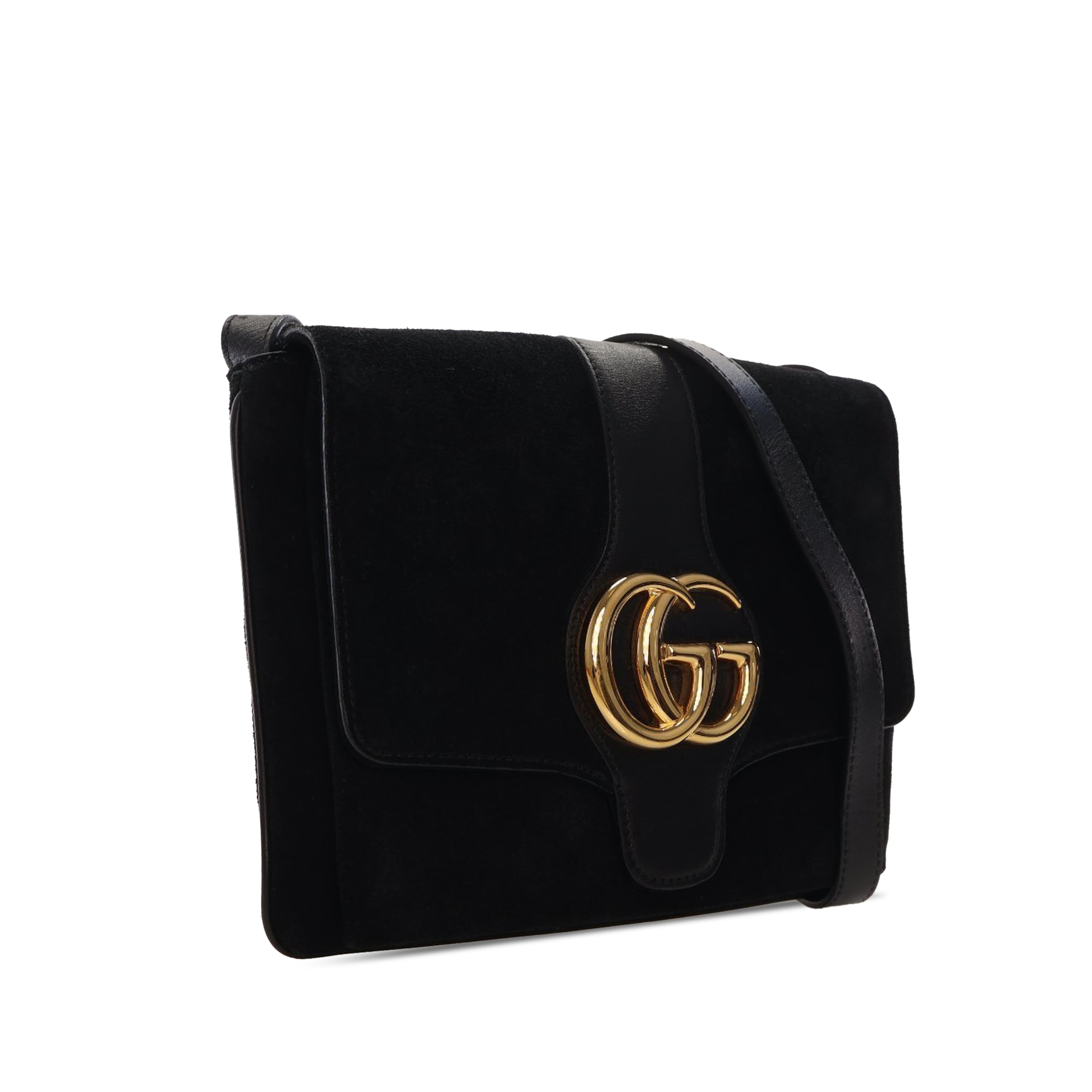 Gucci Medium Suede Arli Crossbody, från Luxclusif, i färgen black. Klicka för att öppna bilden i stort format