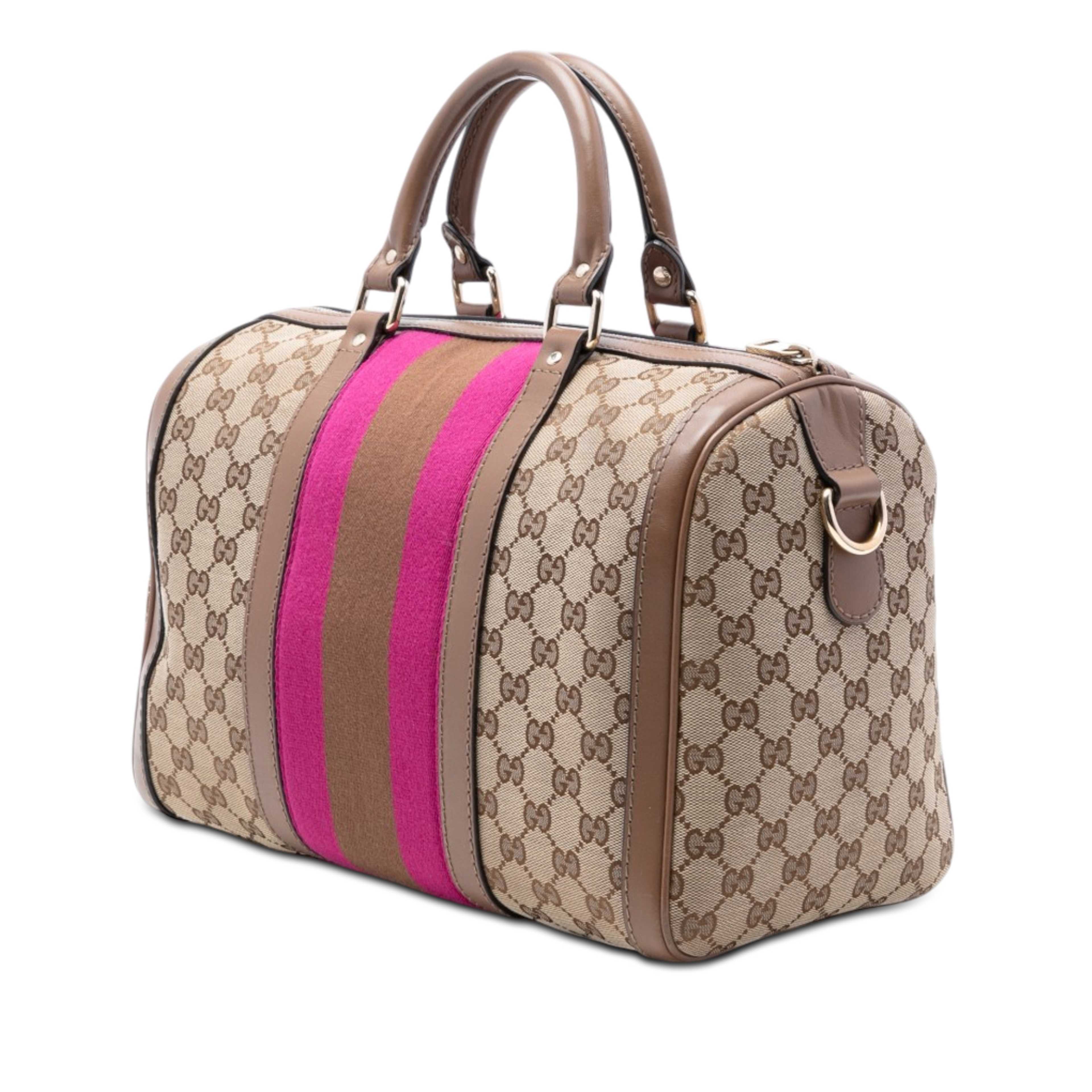 Gucci Medium Gg Canvas Web Joy Boston Bag, från Luxclusif, i färgen beige. Klicka för att öppna bilden i stort format