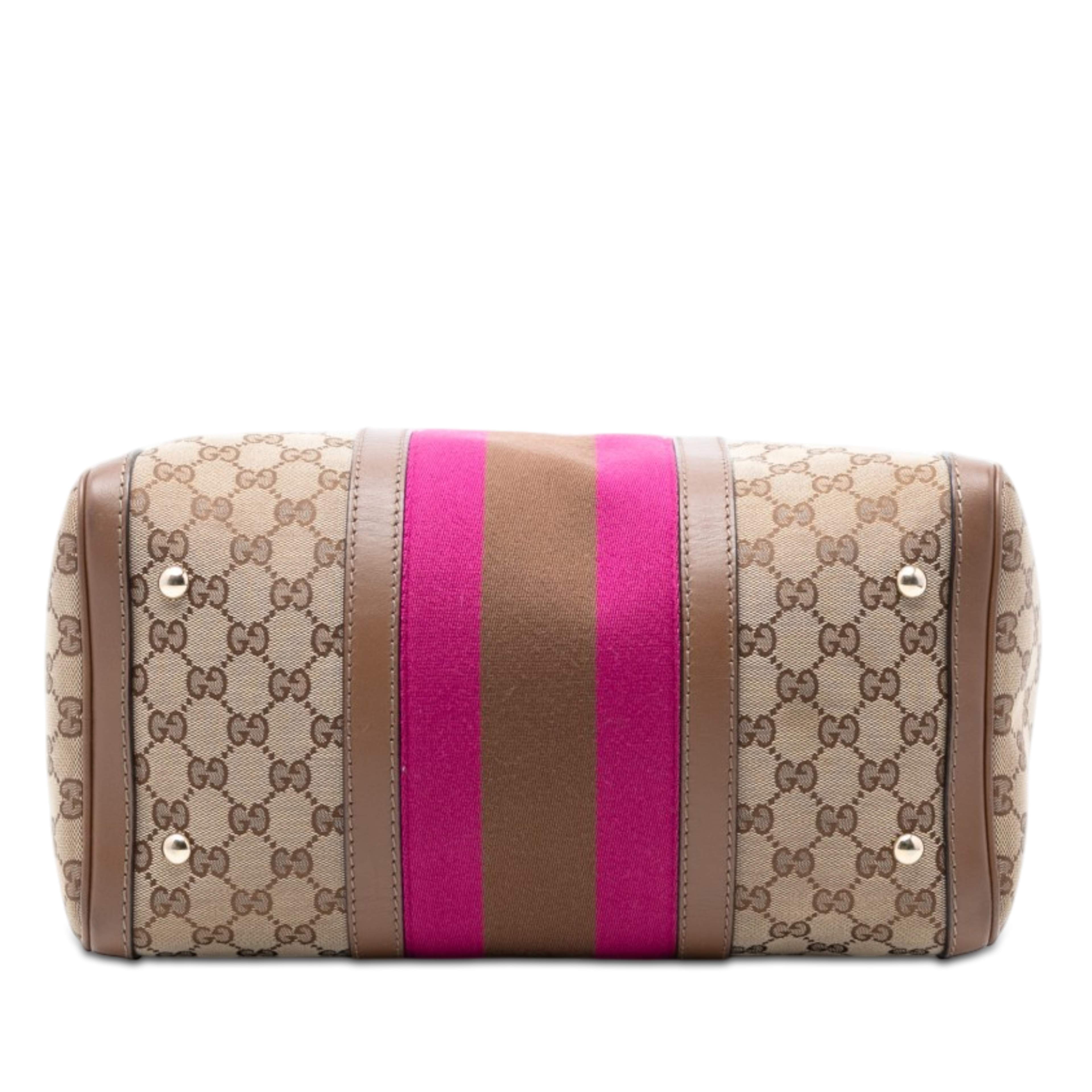 Gucci Medium Gg Canvas Web Joy Boston Bag, från Luxclusif, i färgen beige. Klicka för att öppna bilden i stort format
