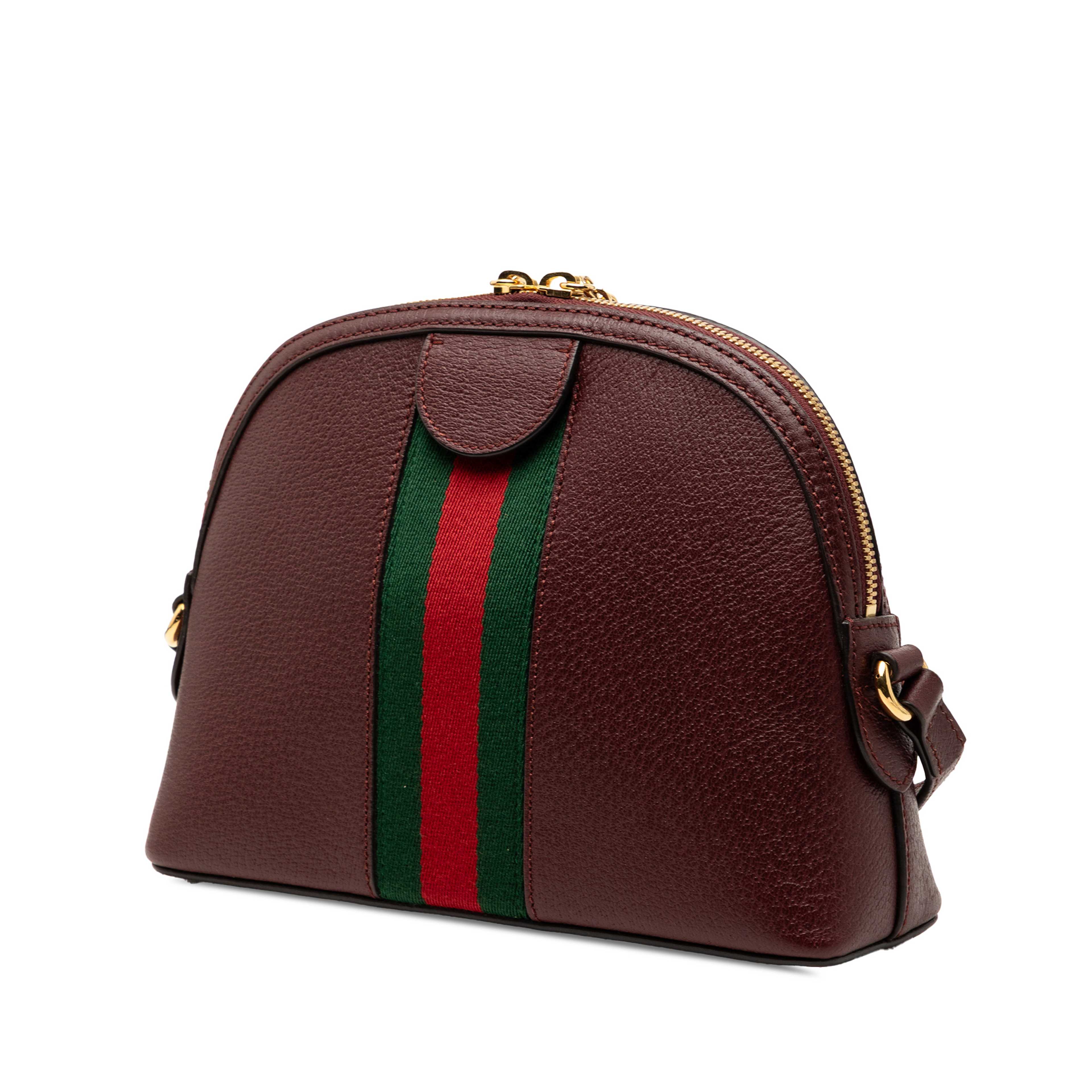 Gucci Small Calfskin Web Ophidia Dome Crossbody, från Luxclusif, i färgen röd. Klicka för att öppna bilden i stort format