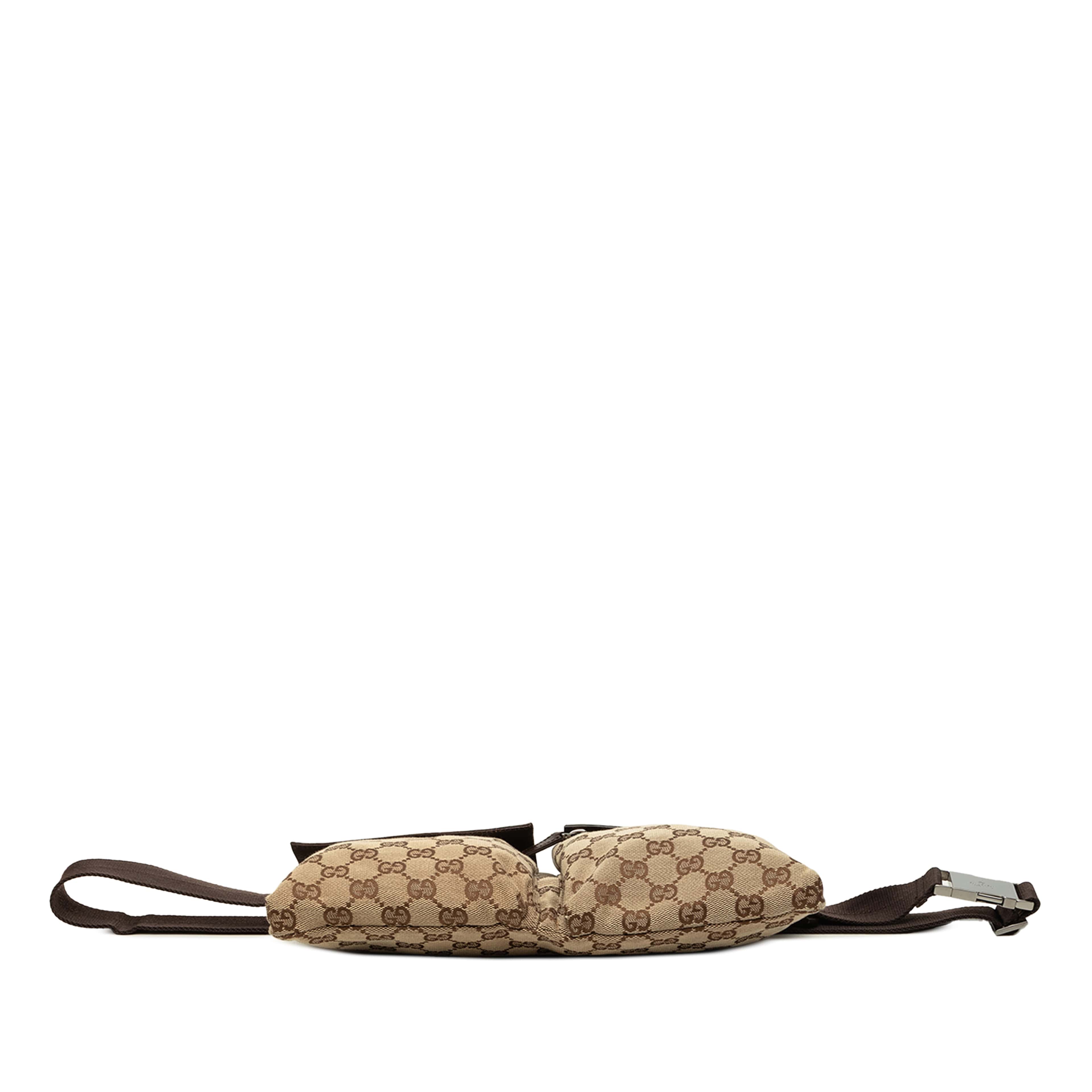 Gucci Gg Canvas Double Pocket Belt Bag, från Luxclusif, i färgen beige. Klicka för att öppna bilden i stort format