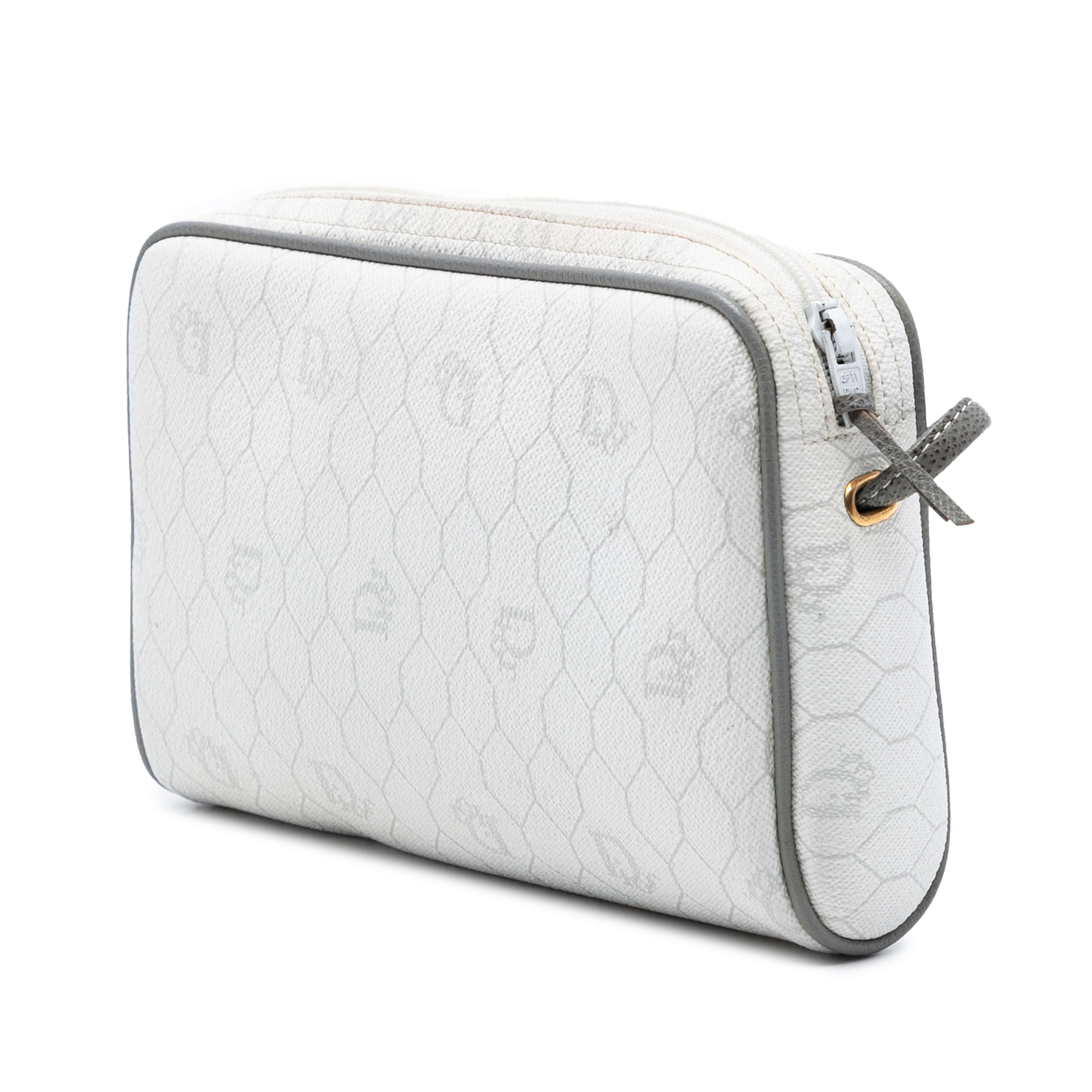 Dior Honeycomb Coated Canvas Crossbody, från Luxclusif, i färgen vit. Klicka för att öppna bilden i stort format