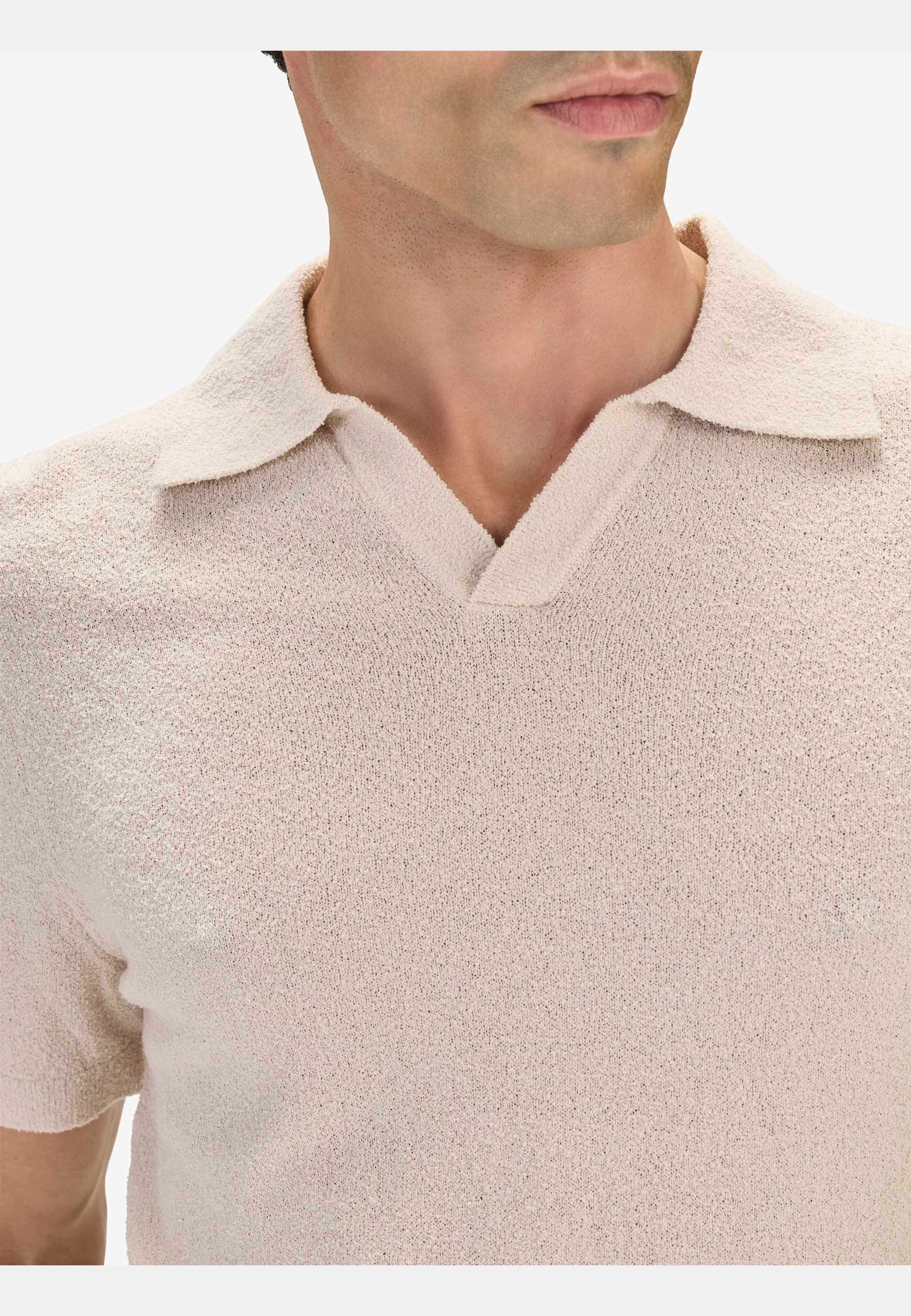 Cotton Boucle Polo S/s Sweater (ben), från John Henric, i färgen cream. Klicka för att öppna bilden i stort format