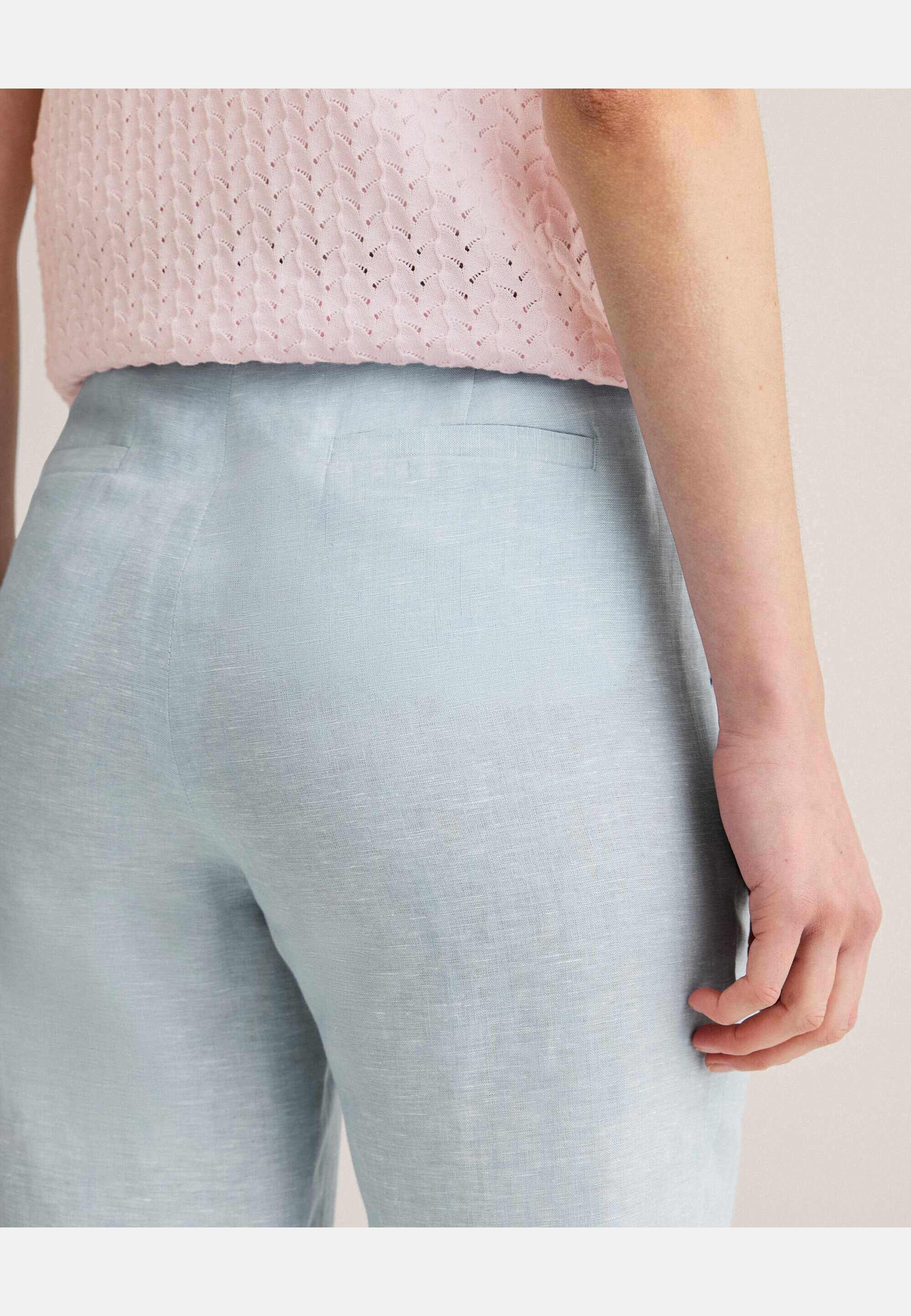 Amanda Linen Trousers, från Newhouse, i färgen ljusblå. Klicka för att öppna bilden i stort format