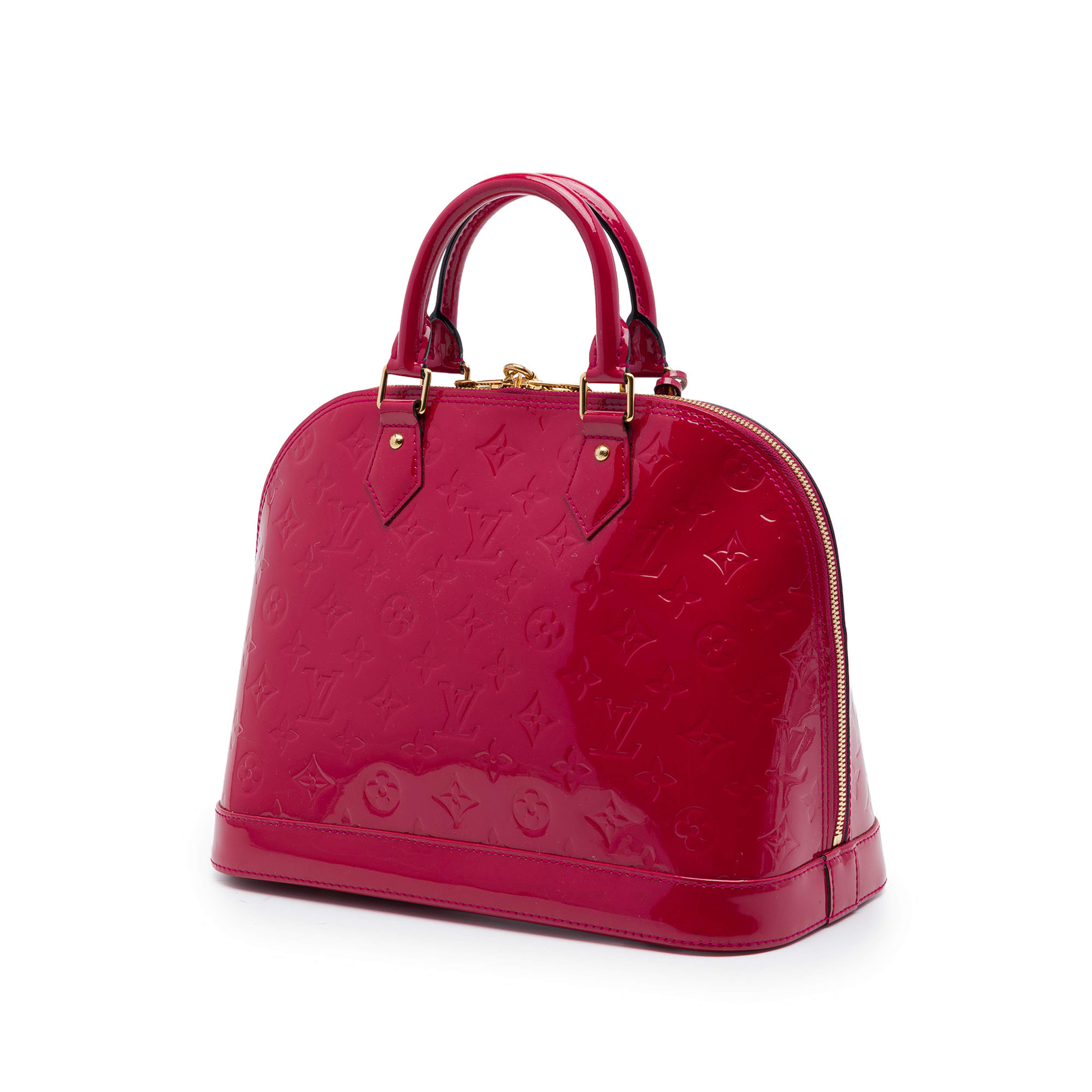Louis Vuitton Monogram Vernis Alma Pm, från Luxclusif, i färgen röd. Klicka för att öppna bilden i stort format