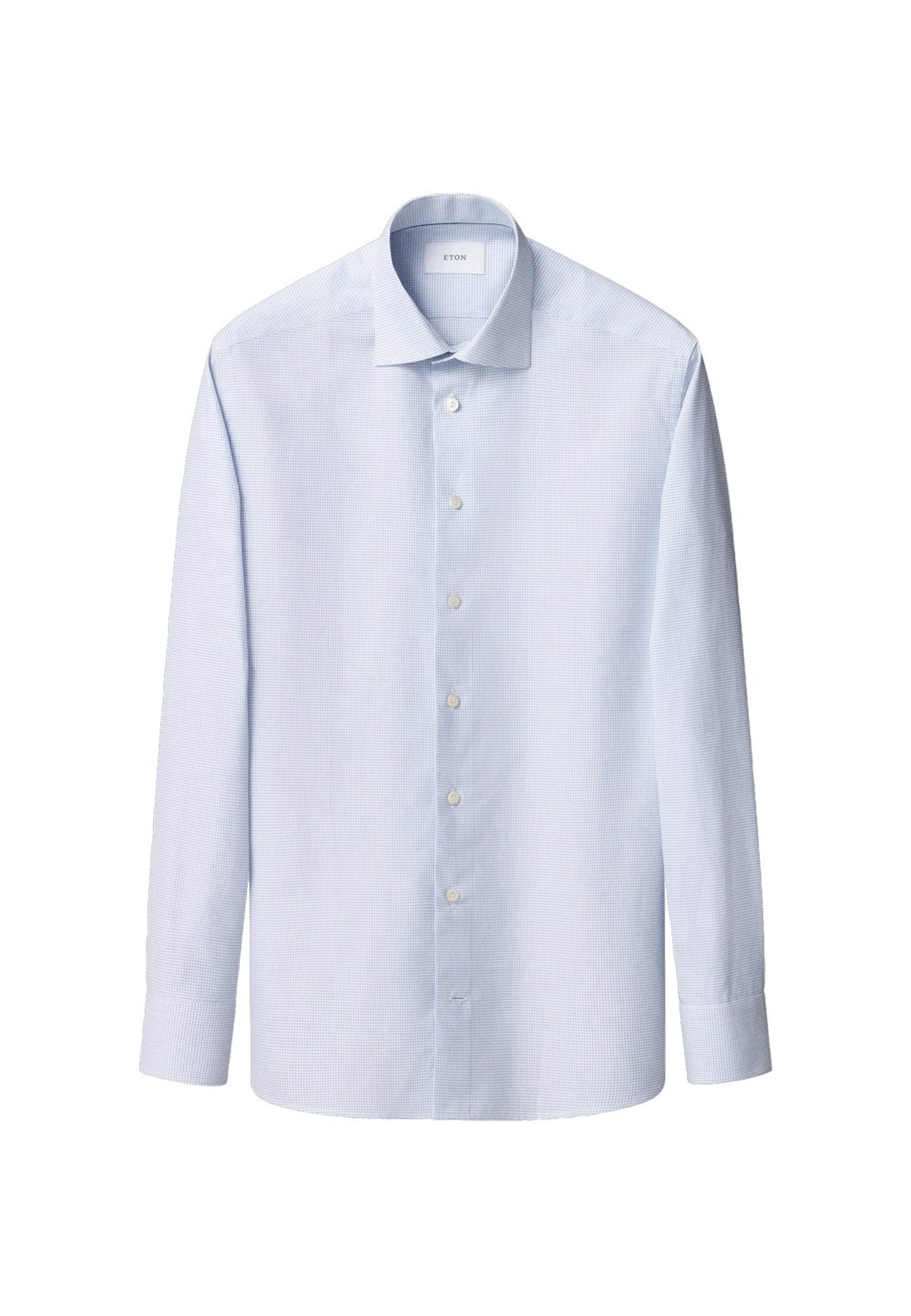 Rutig Signature Twill-skjorta Slim Fit, från Eton, i färgen light blue. Klicka för att öppna bilden i stort format