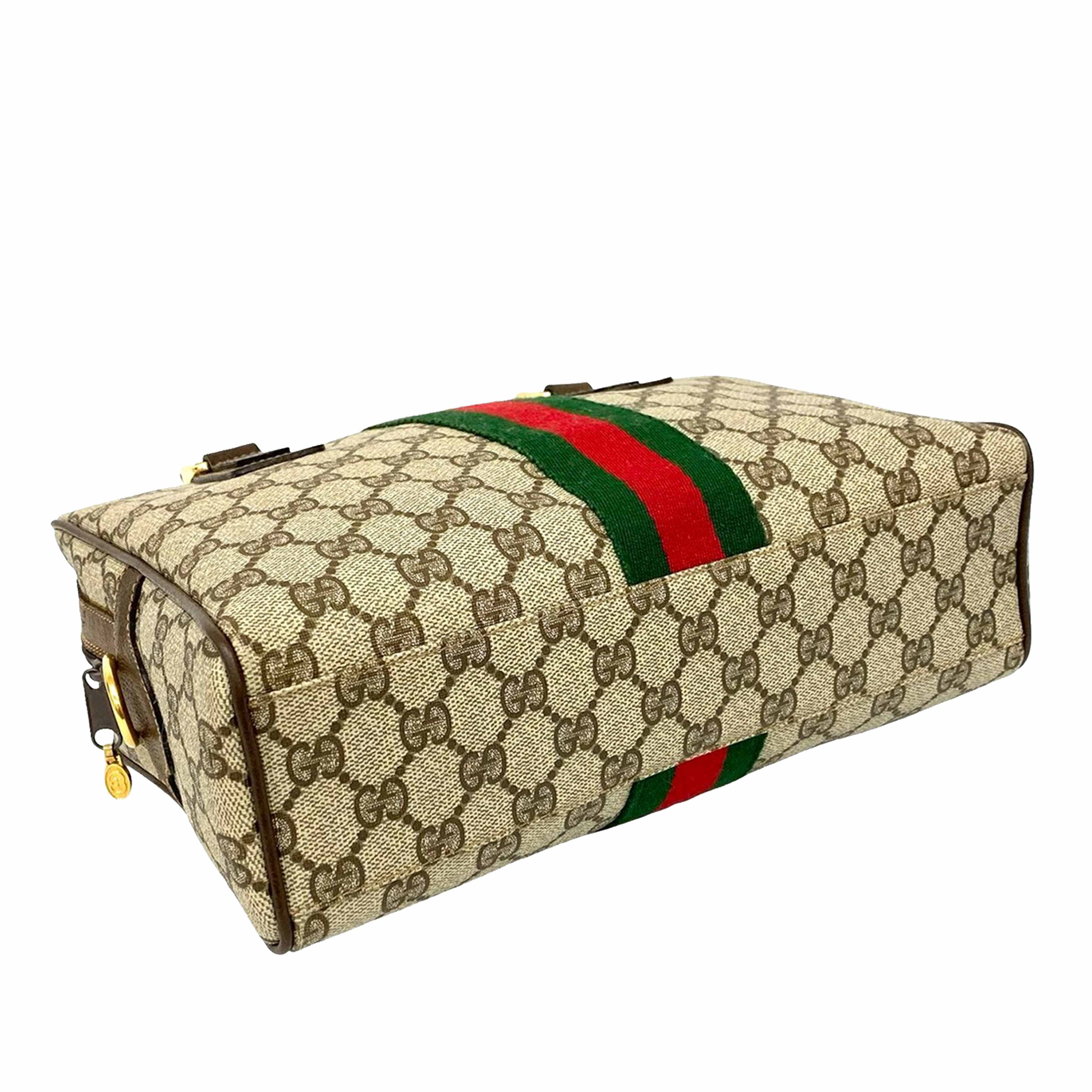 Gucci Gg Supreme Web Satchel, från Luxclusif, i färgen beige. Klicka för att öppna bilden i stort format